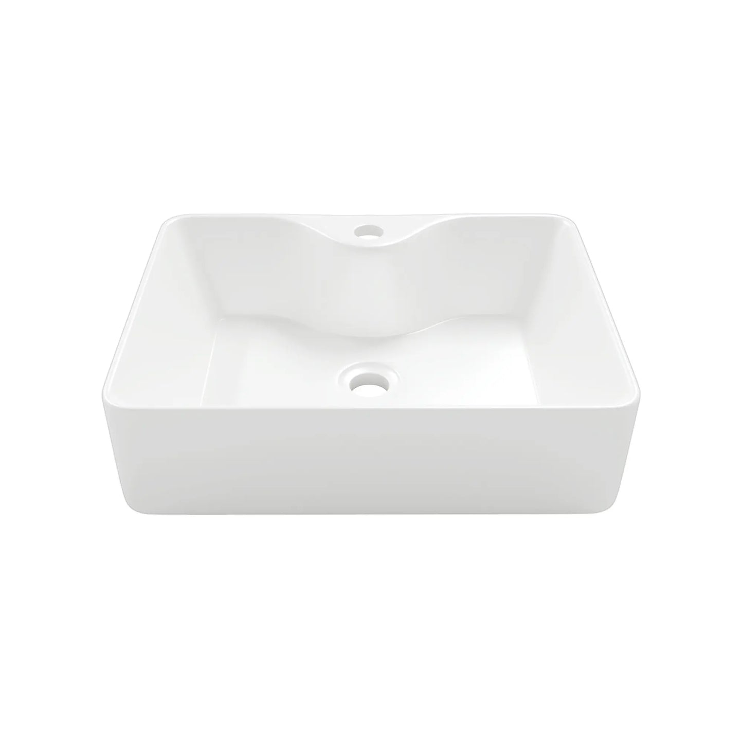 Denbigh 19" x 14" Rectangular China Rectangular Vessel Bathroom Sink with Faucet Hole