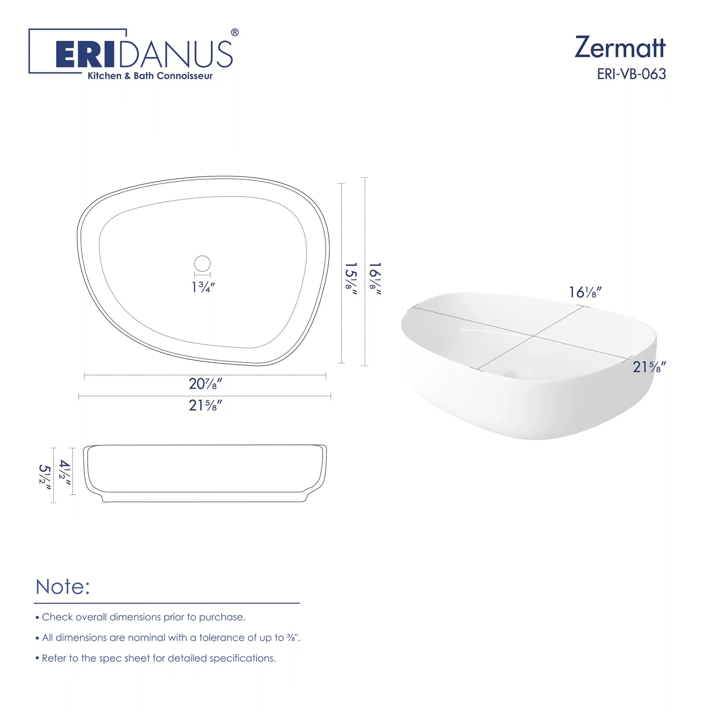 Zermatt 21" x 16" Vitreous China Irregular Bathroom Vessel Sink in Matte Black
