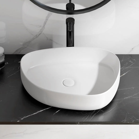Zermatt 21" x 16" Vitreous China Irregular Bathroom Vessel Sink in Matte Black