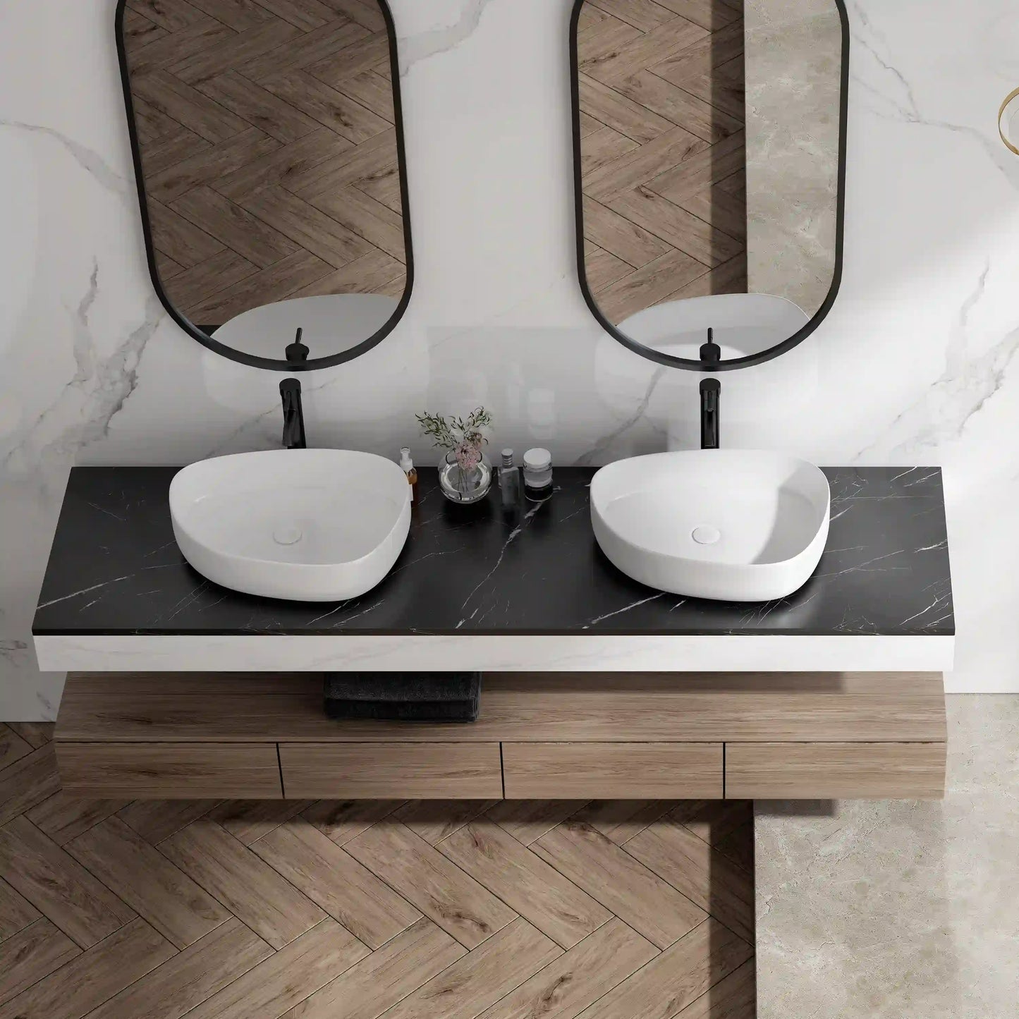 Zermatt 21" x 16" Vitreous China Irregular Bathroom Vessel Sink in Matte Black