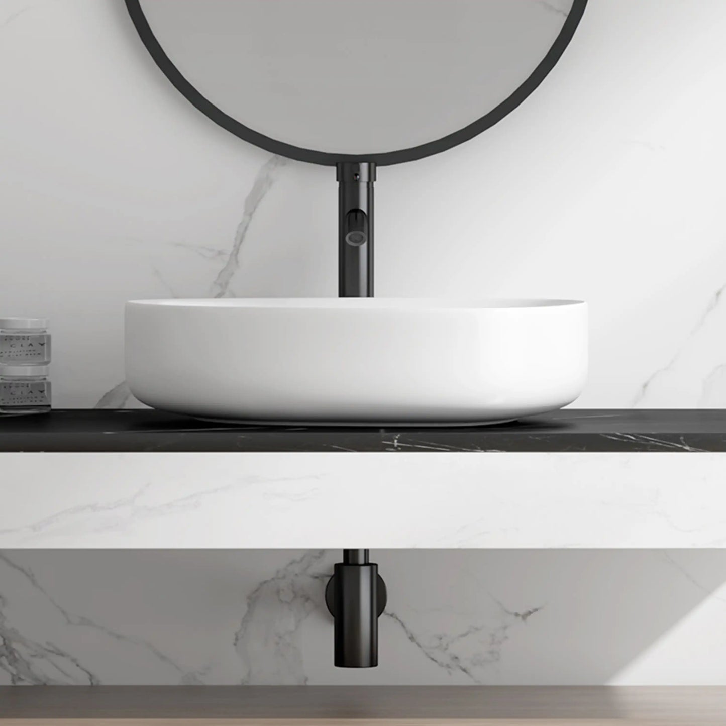 Zermatt 21" x 16" Vitreous China Irregular Bathroom Vessel Sink in Matte Black