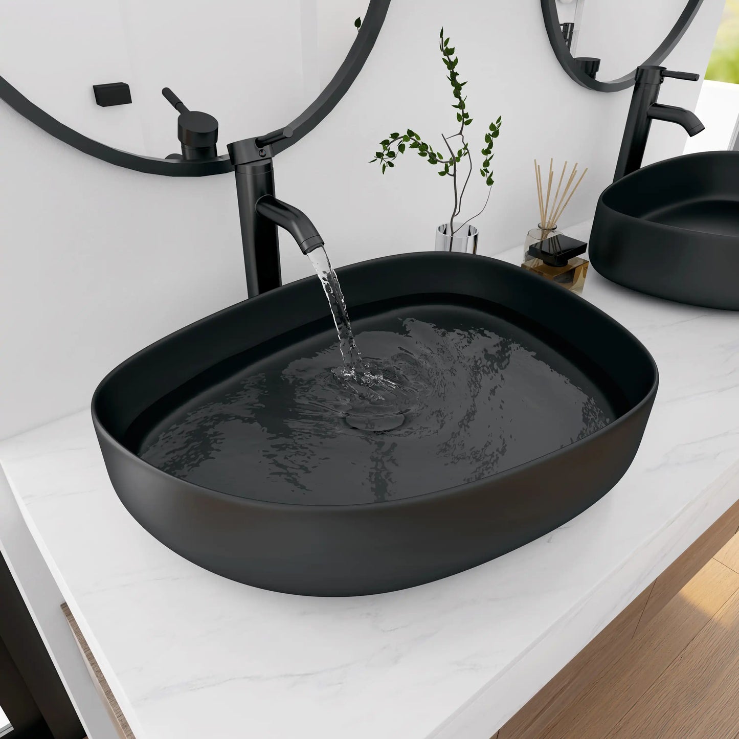 Zermatt 21" x 16" Vitreous China Irregular Bathroom Vessel Sink in Matte Black