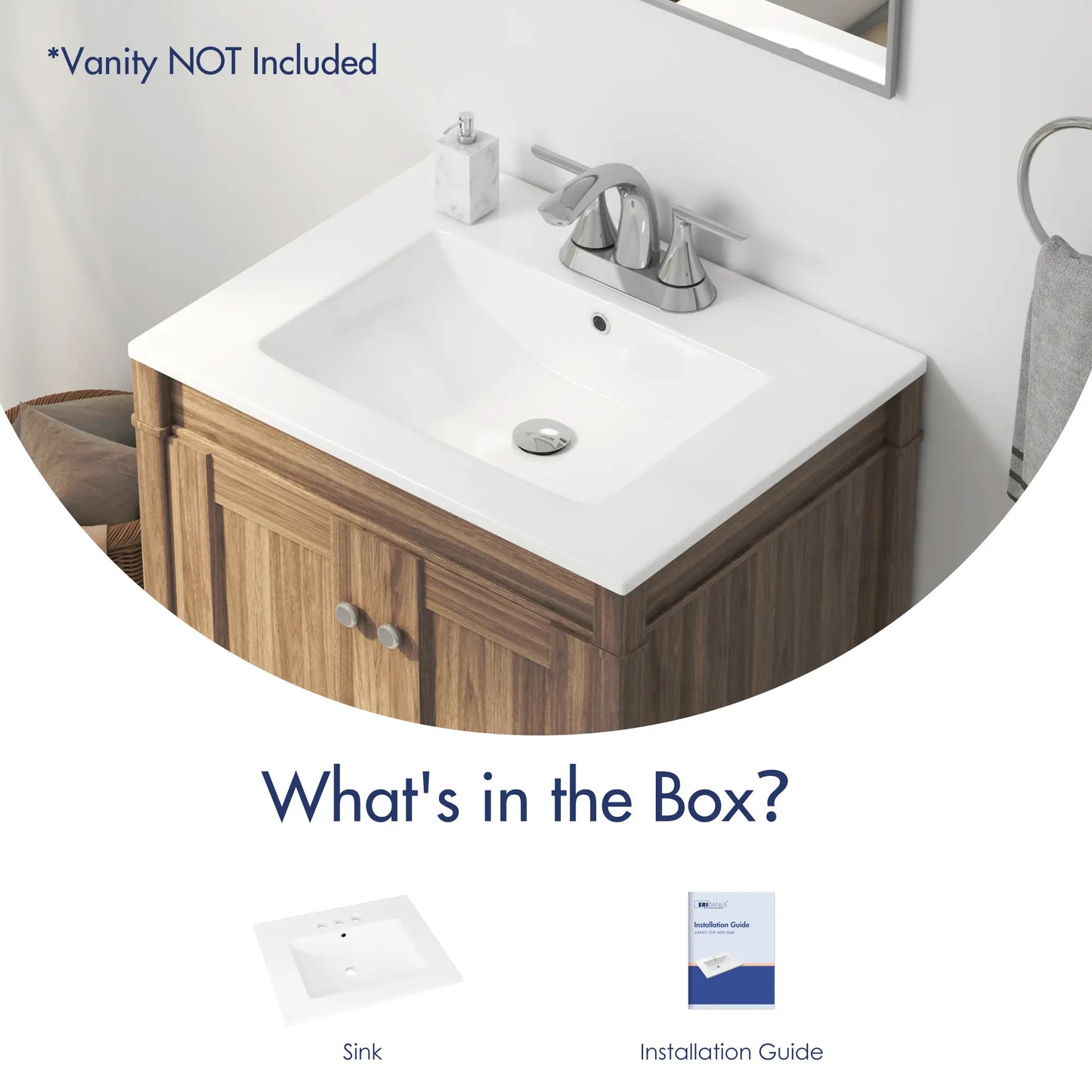 24" x 18" Dayton Vitreous China Vanity Top Sink | White ( Sink Only )