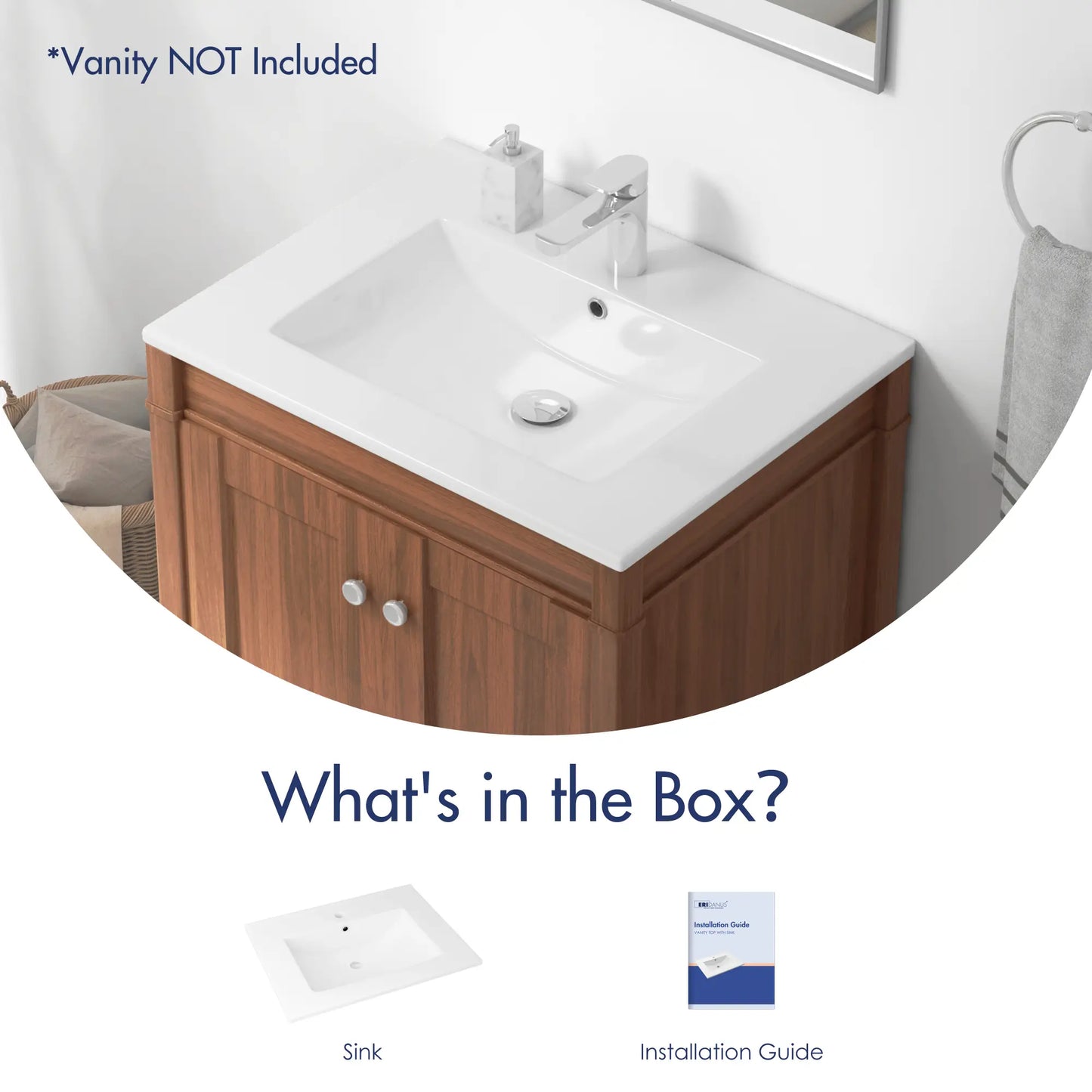 24" x 18" Dayton Vitreous China Vanity Top Sink | White ( Sink Only )