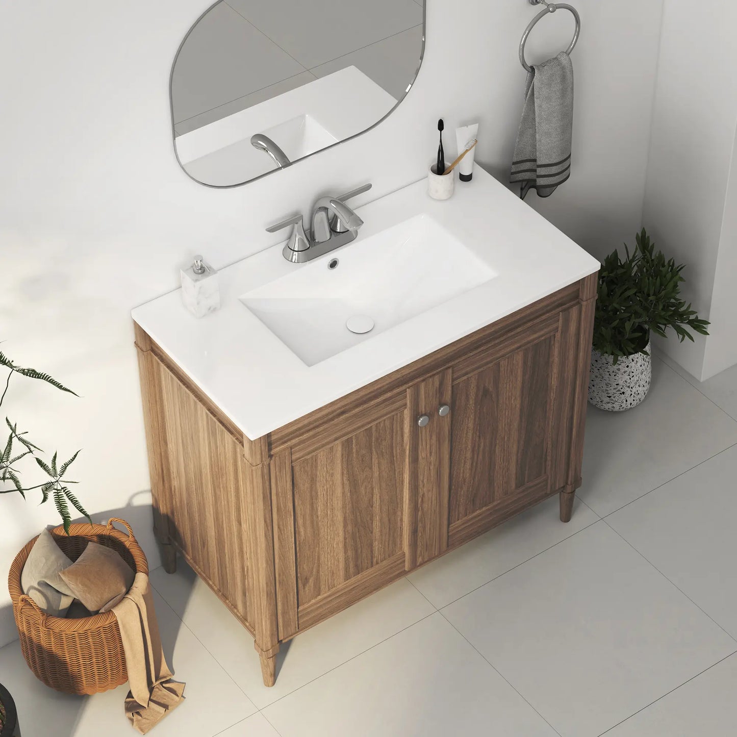 Tucson 35.9" x 18.25" White Vitreous China Rectangular Single-Basin Countertop Sink (Sink Only, Vanity Cabinet Not Included)