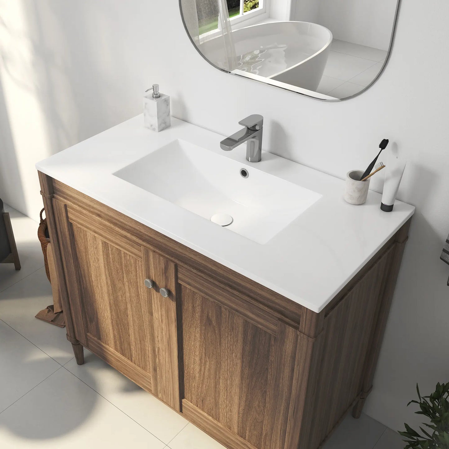 Tucson 35.9" x 18.25" White Vitreous China Rectangular Single-Basin Countertop Sink (Sink Only, Vanity Cabinet Not Included)