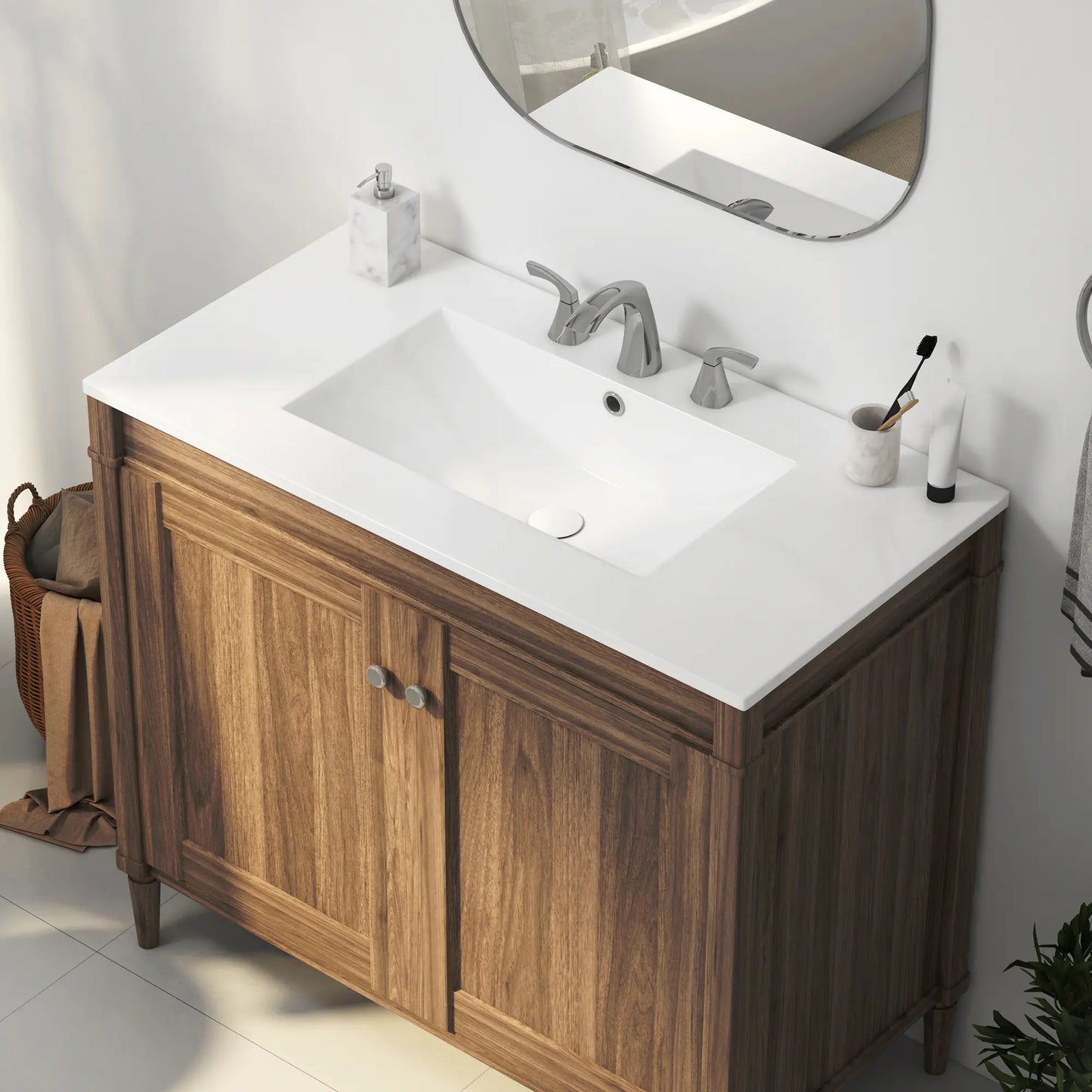 Tucson 35.9" x 18.25" White Vitreous China Rectangular Single-Basin Countertop Sink (Sink Only, Vanity Cabinet Not Included)