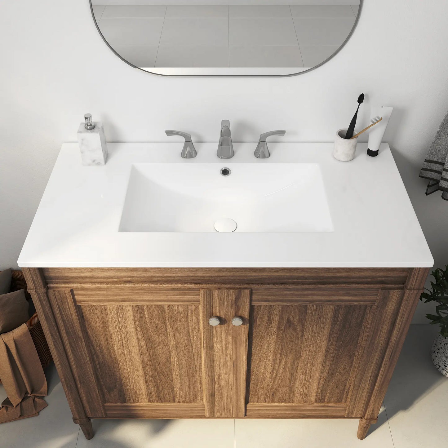 Tucson 35.9" x 18.25" White Vitreous China Rectangular Single-Basin Countertop Sink (Sink Only, Vanity Cabinet Not Included)