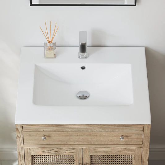 Dayton 25" x 22" Vitreous China Vanity Top Sink in White with Single Faucet Hole (Sink Only, No Vanity)