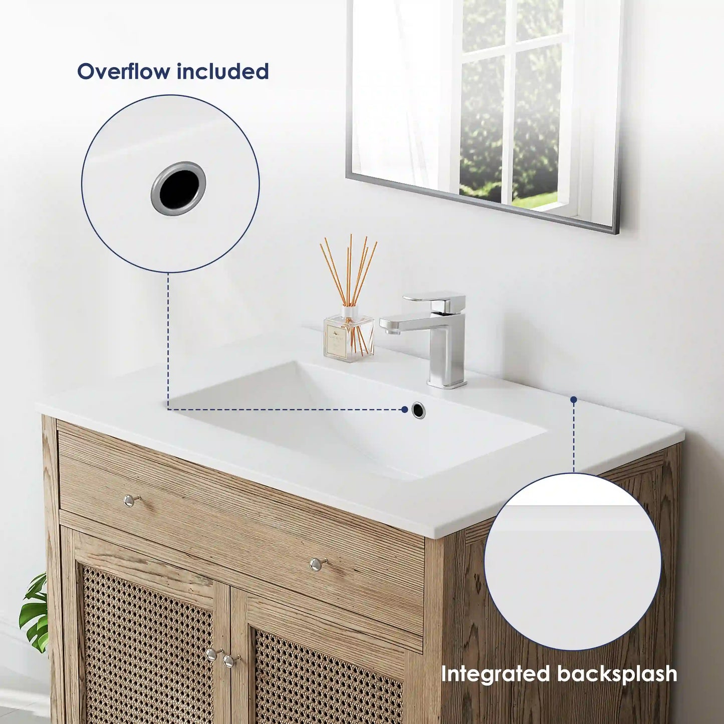 Dayton 31" x 22" White Rectangular Vitreous China Vanity Top Sink ( Sink Only )