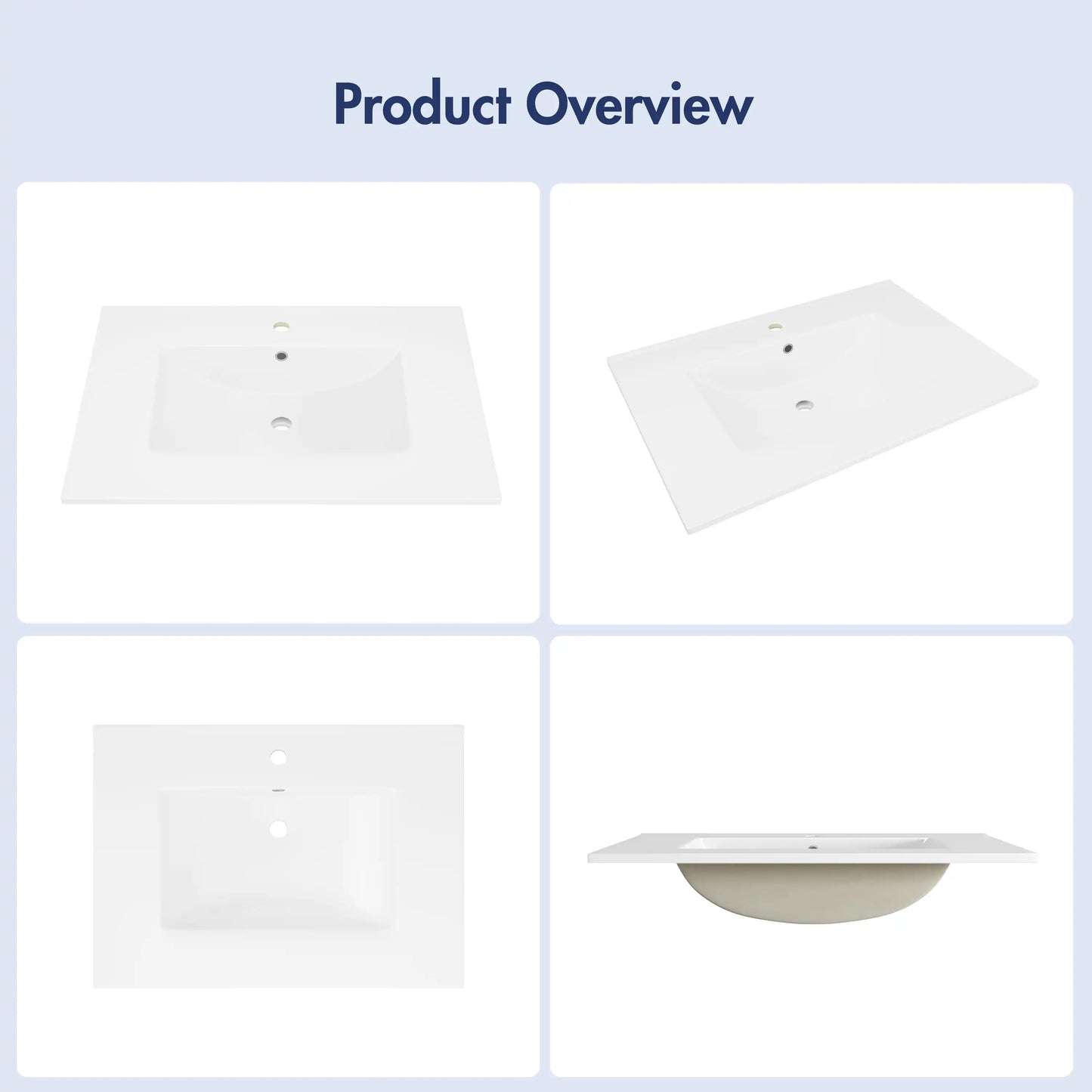 Dayton 31" x 22" White Rectangular Vitreous China Vanity Top Sink ( Sink Only )