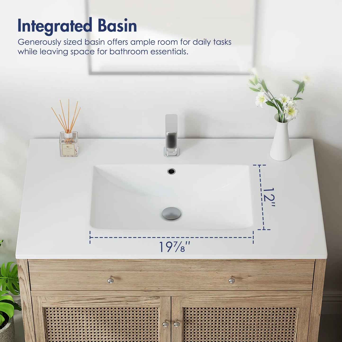 Dayton 37" x 22" Vitreous China Vanity Top Sink in White with Single Faucet Hole (Sink Only, No Vanity)