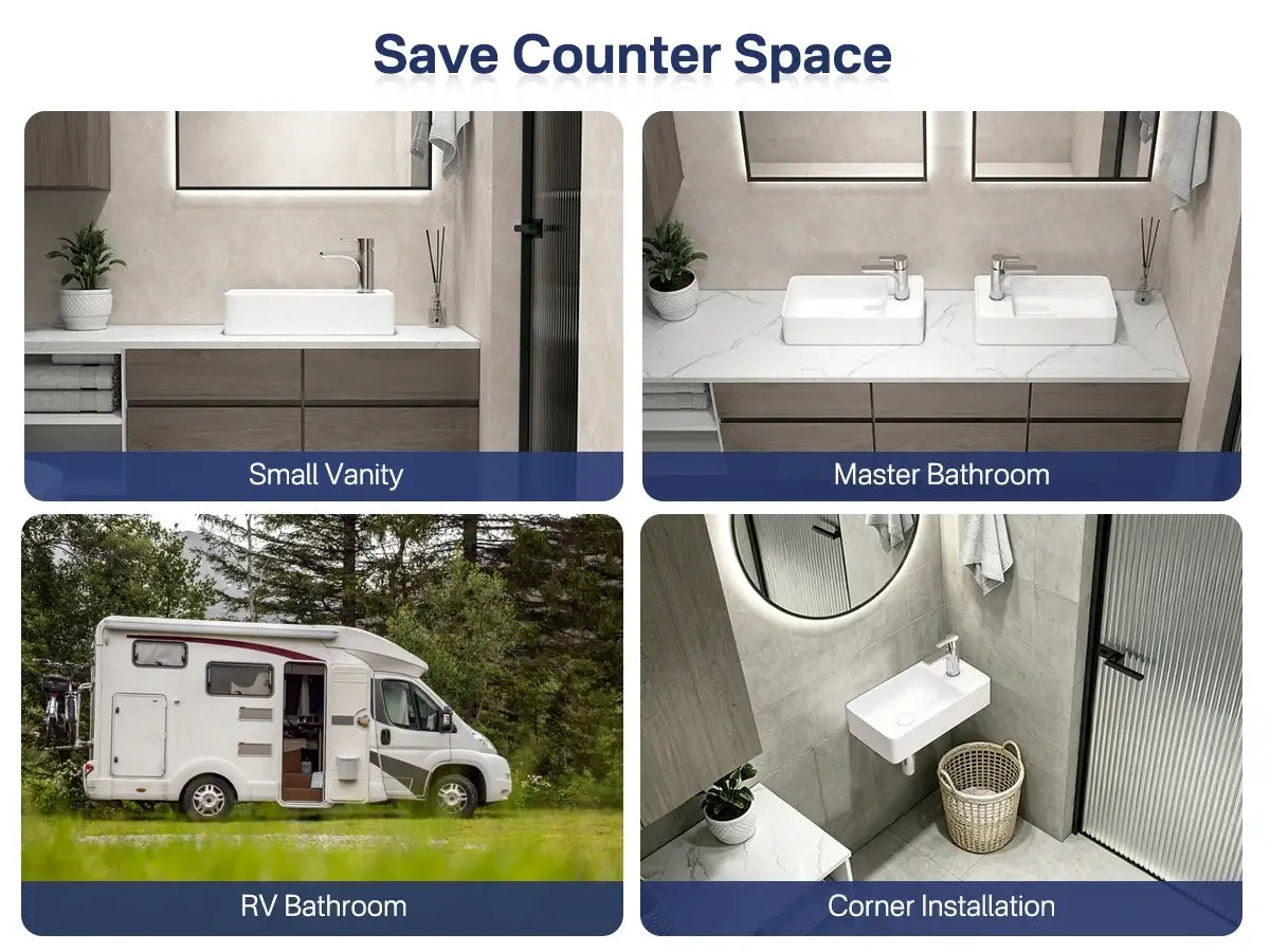 Turner 18" x 10" White Ceramic Rectangular Wall Mount & Vessel Bathroom Sink