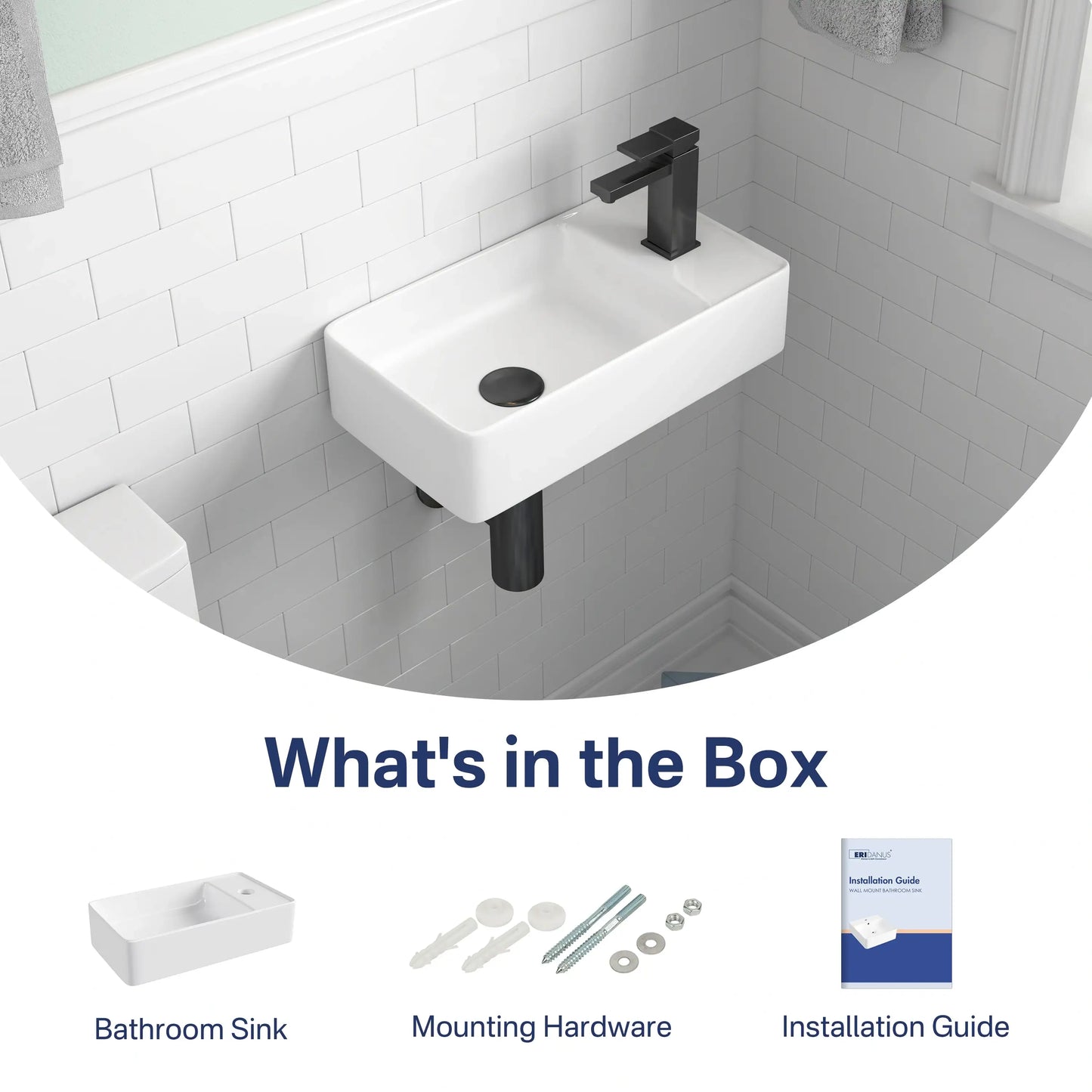 Turner 18" x 10" White Ceramic Rectangular Wall Mount & Vessel Bathroom Sink