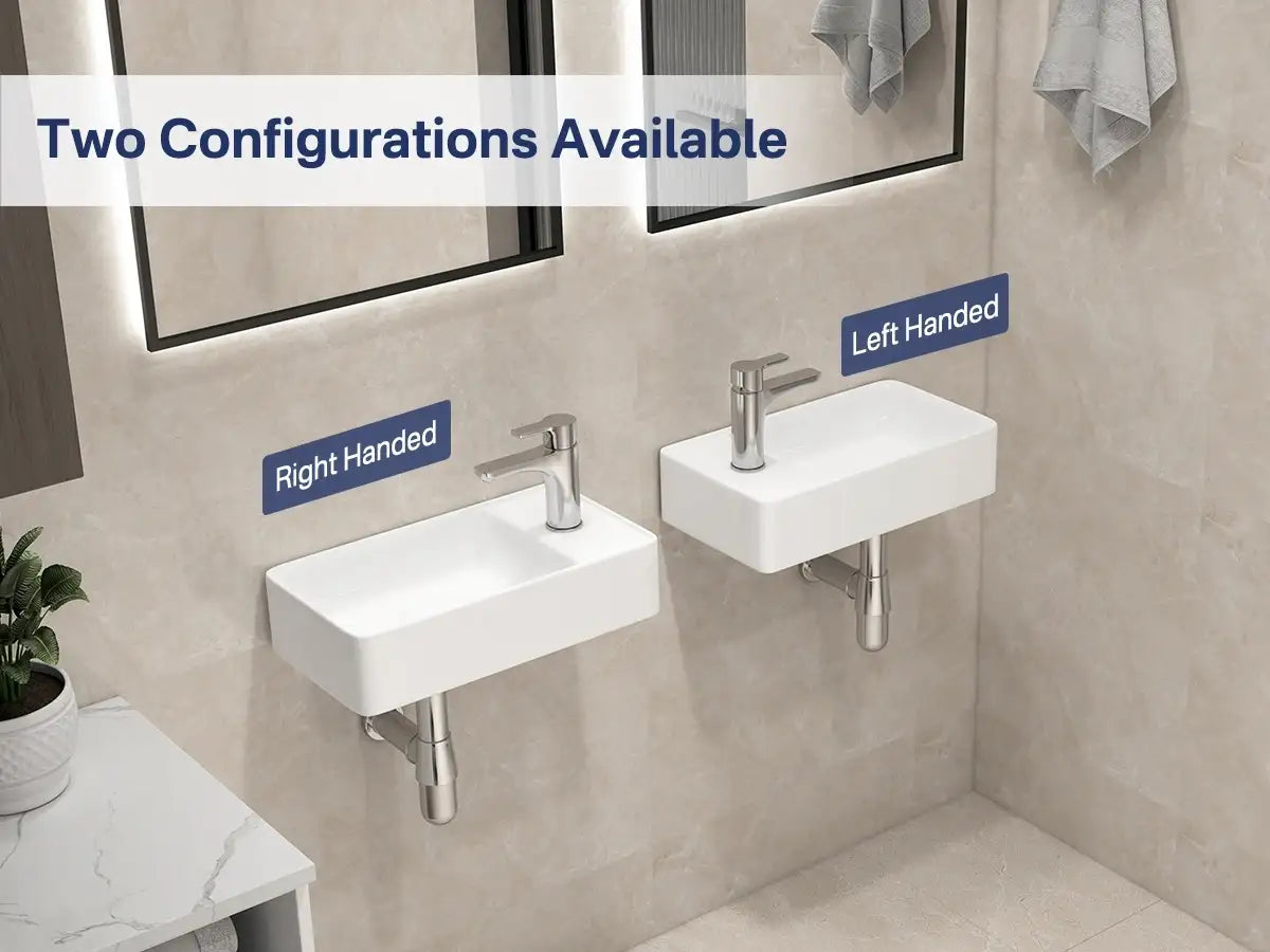 Turner 18" x 10" White Ceramic Rectangular Wall Mount & Vessel Bathroom Sink