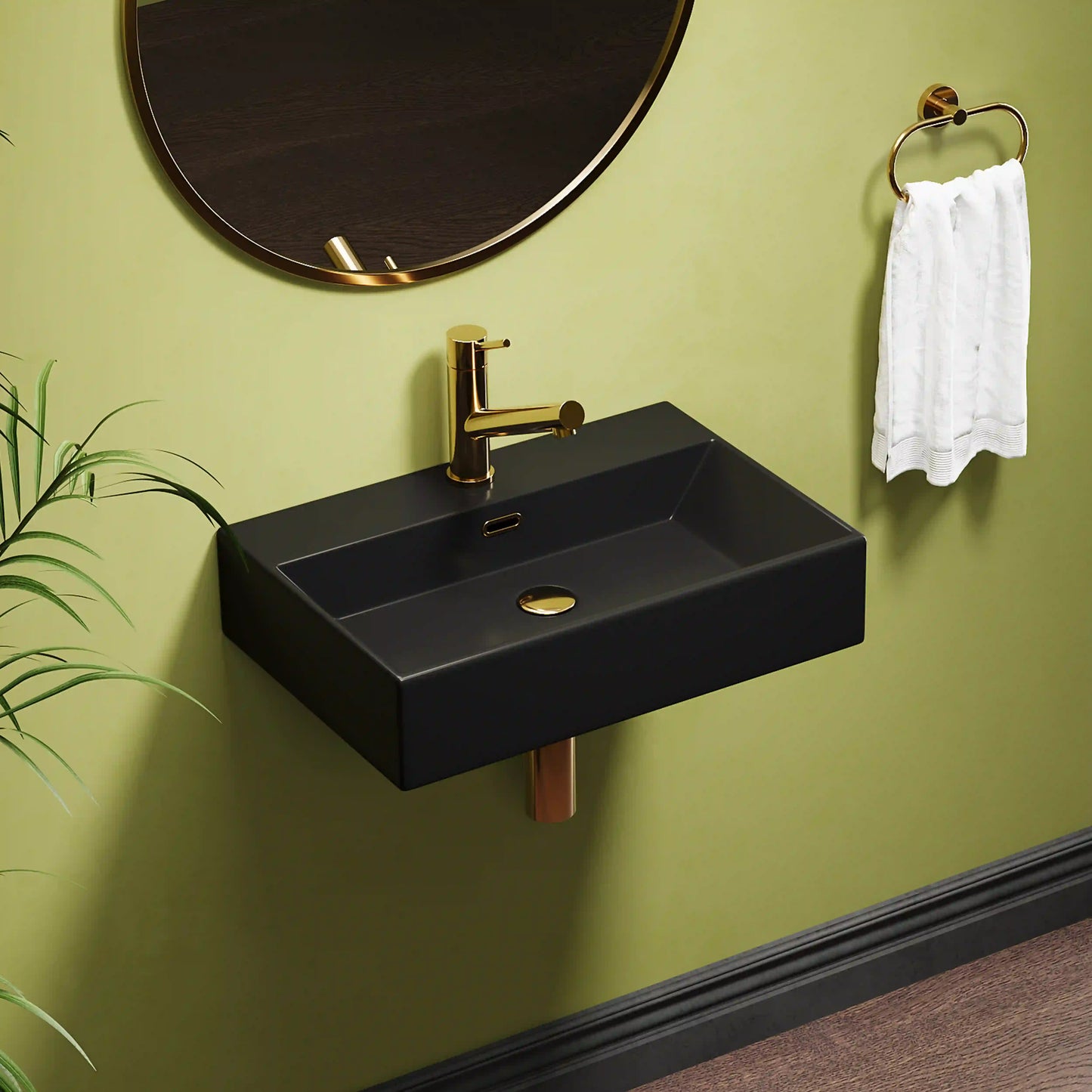 Turner 24" x 16" Rectangular Vessel Vitreous China Wall Mount Bathroom Sink with Overflow, Multiple Colors