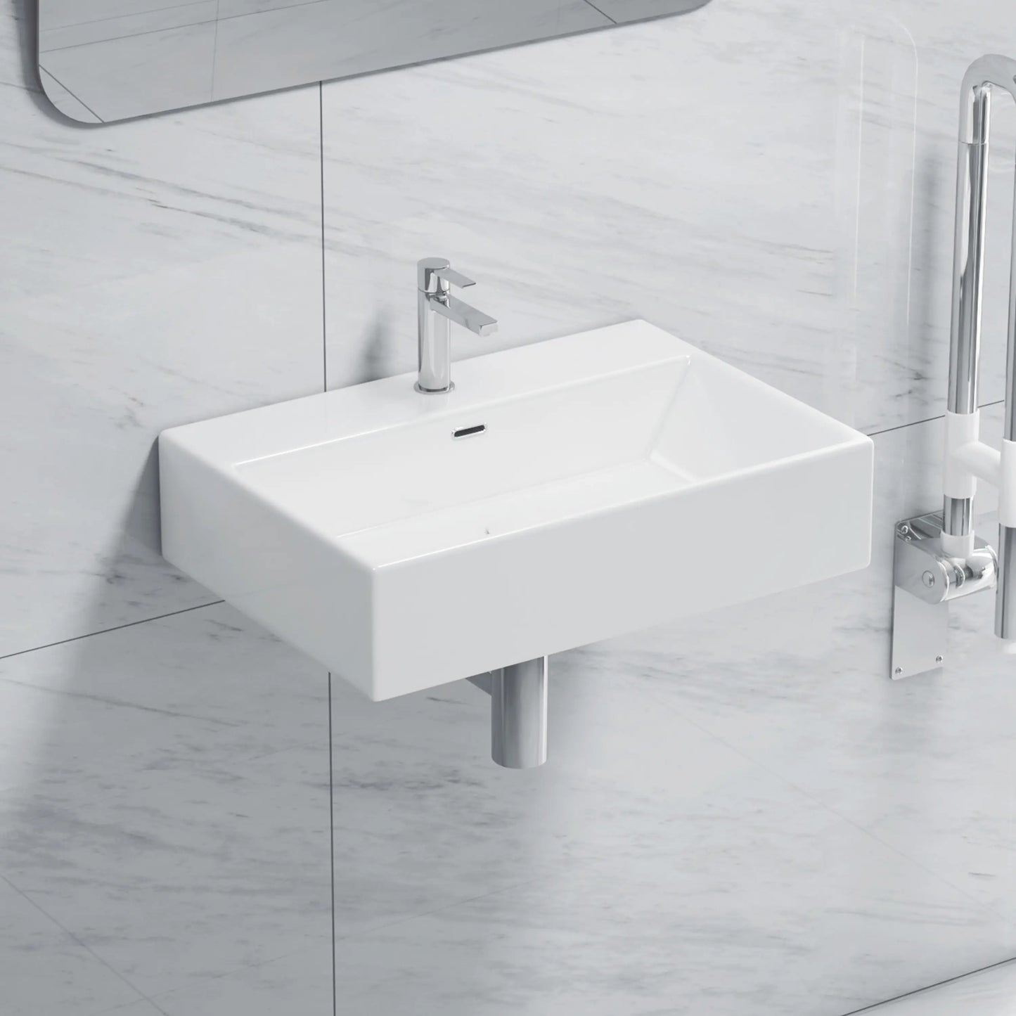 Turner 24" x 16" Rectangular Vessel Vitreous China Wall Mount Bathroom Sink with Overflow, Multiple Colors