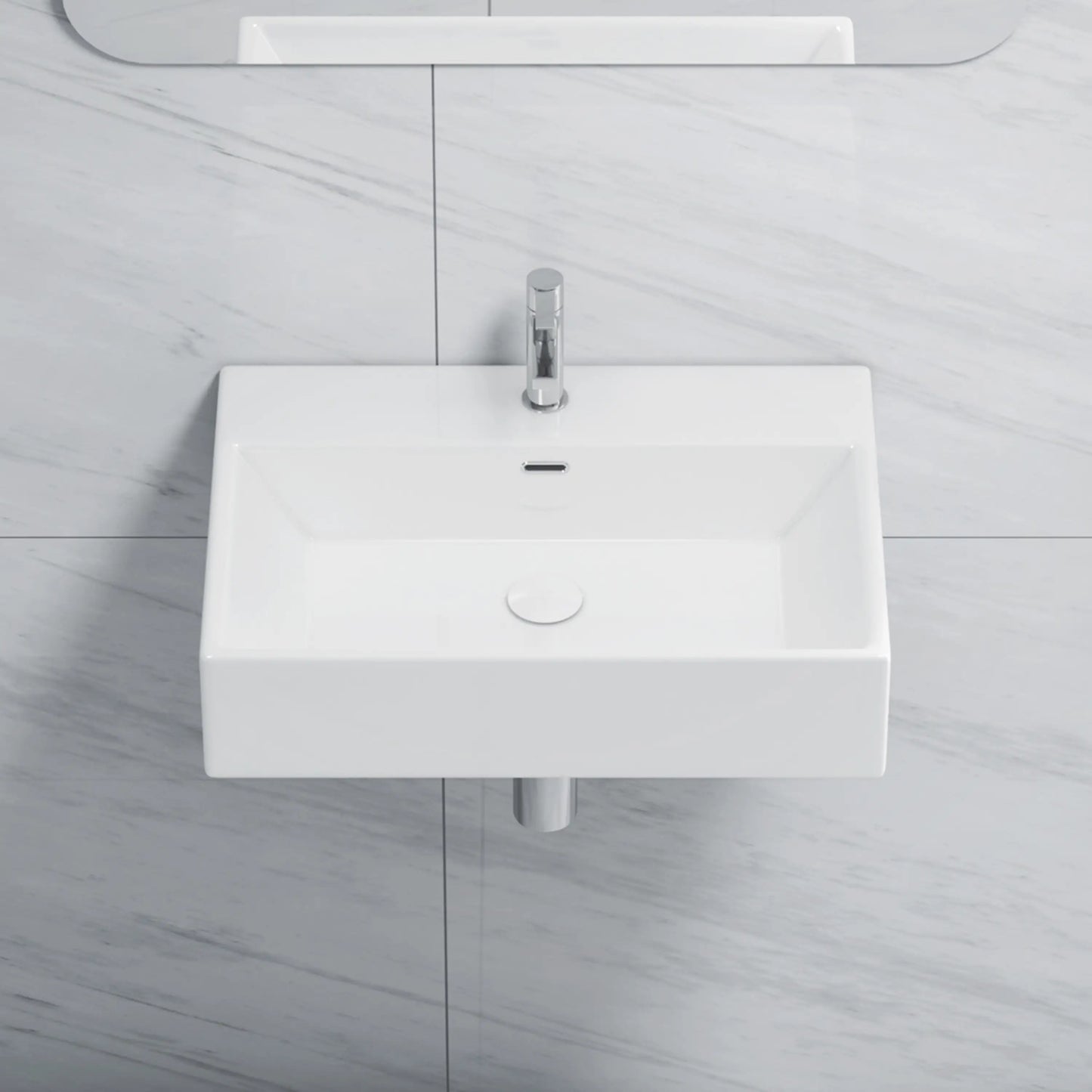 Turner 24" x 16" Rectangular Vessel Vitreous China Wall Mount Bathroom Sink with Overflow, Multiple Colors