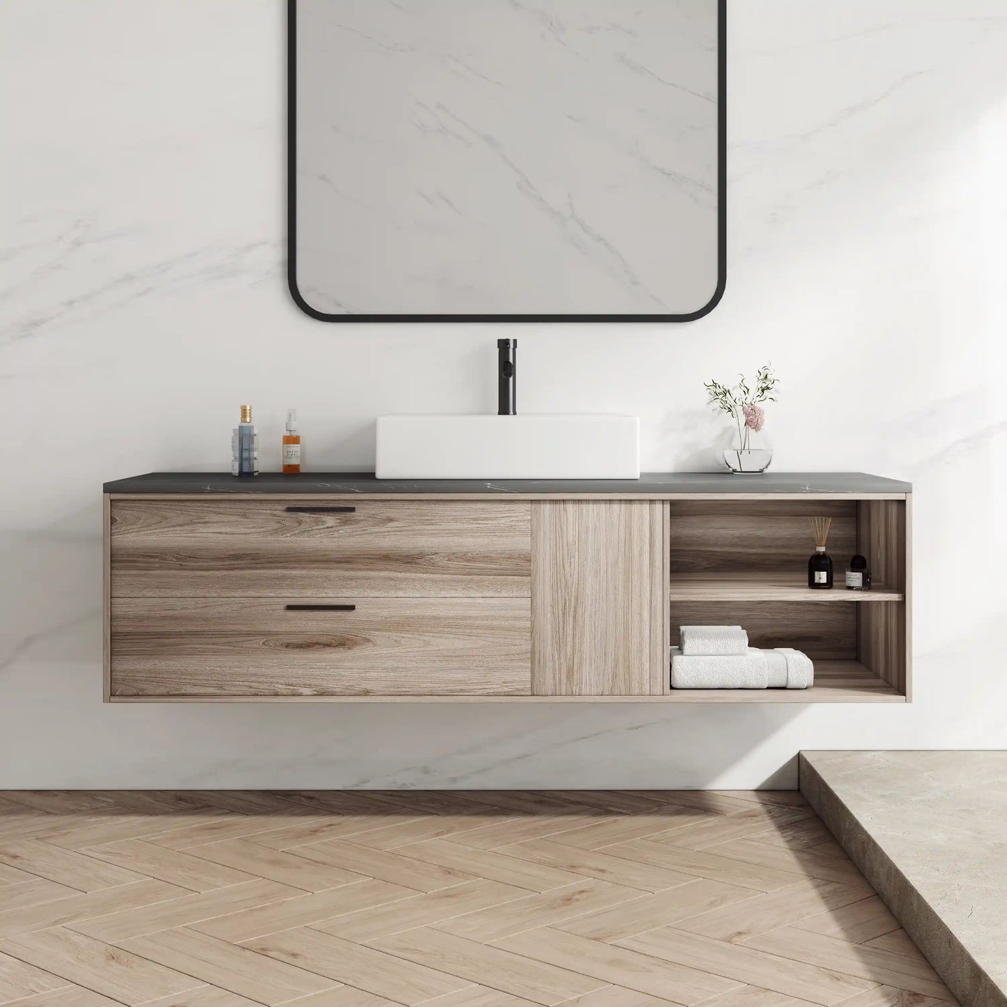 Turner 24" x 16" Rectangular Vessel Vitreous China Wall Mount Bathroom Sink with Overflow, Multiple Colors