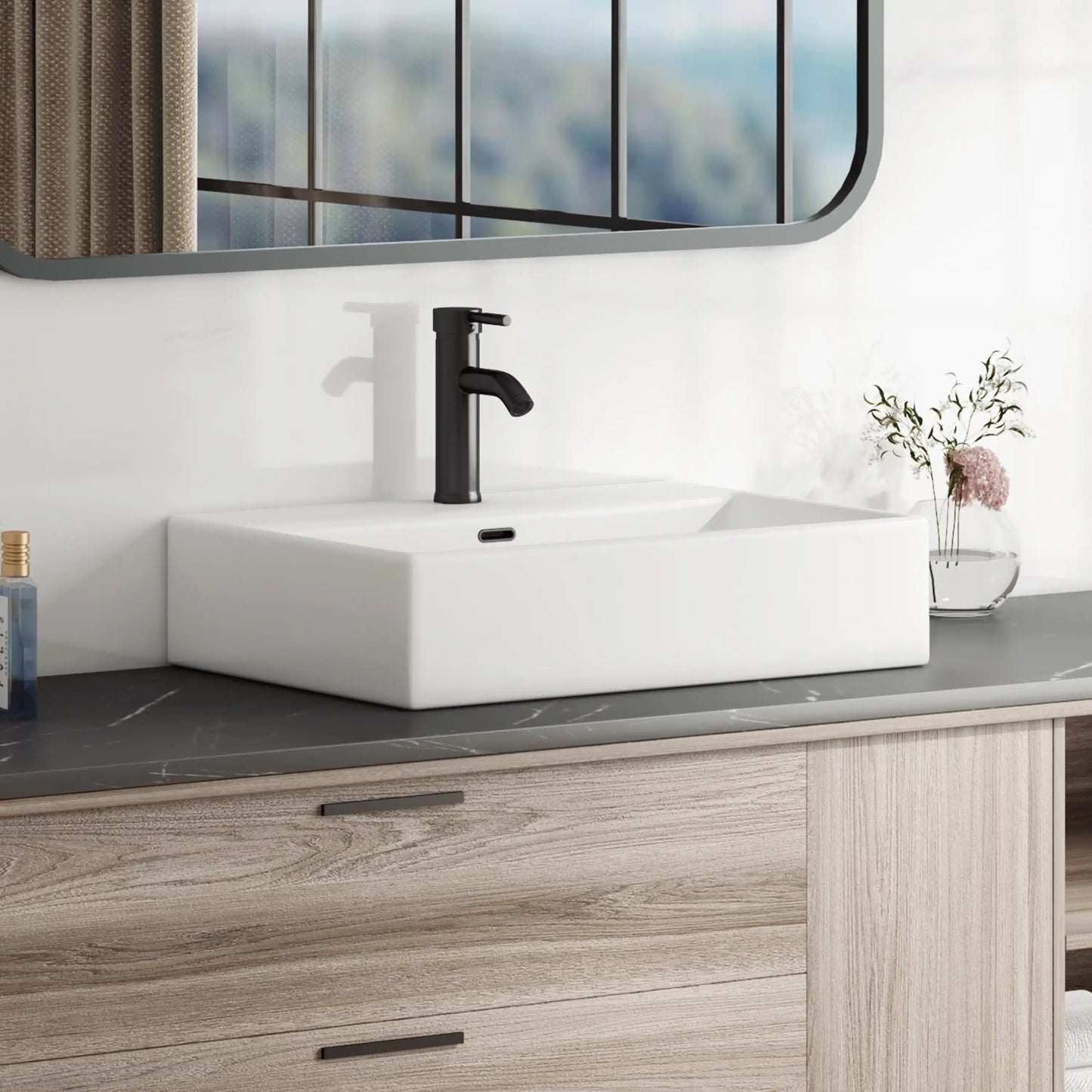 Turner 24" x 16" Rectangular Vessel Vitreous China Wall Mount Bathroom Sink with Overflow, Multiple Colors