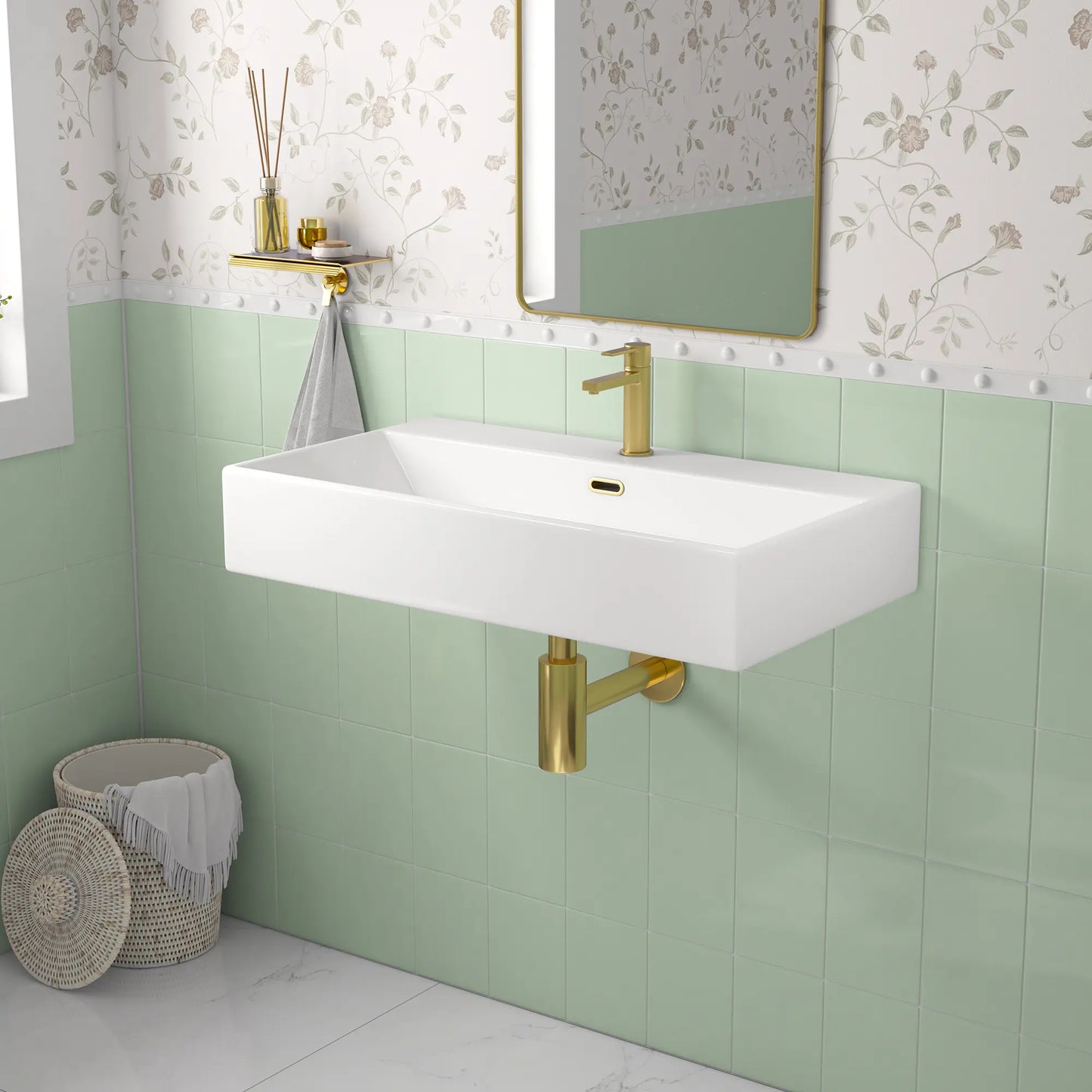 Turner 30" x 16.5" Rectangular Wall Mount Bathroom Sink with Overflow
