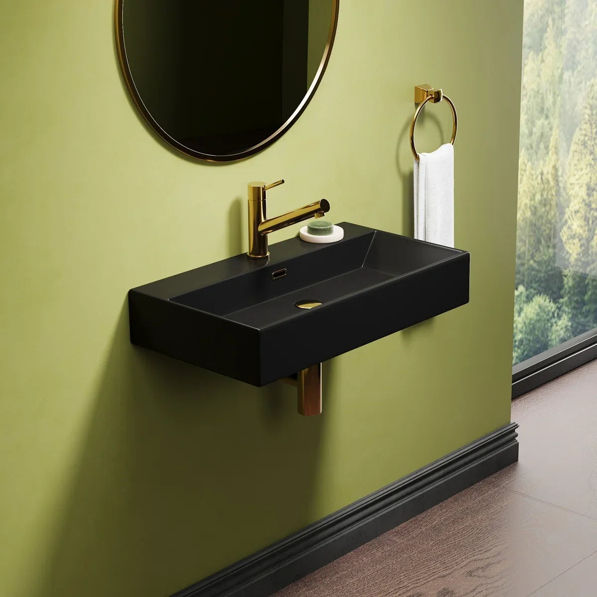 Turner 30" x 16.5" Rectangular Wall Mount Bathroom Sink with Overflow