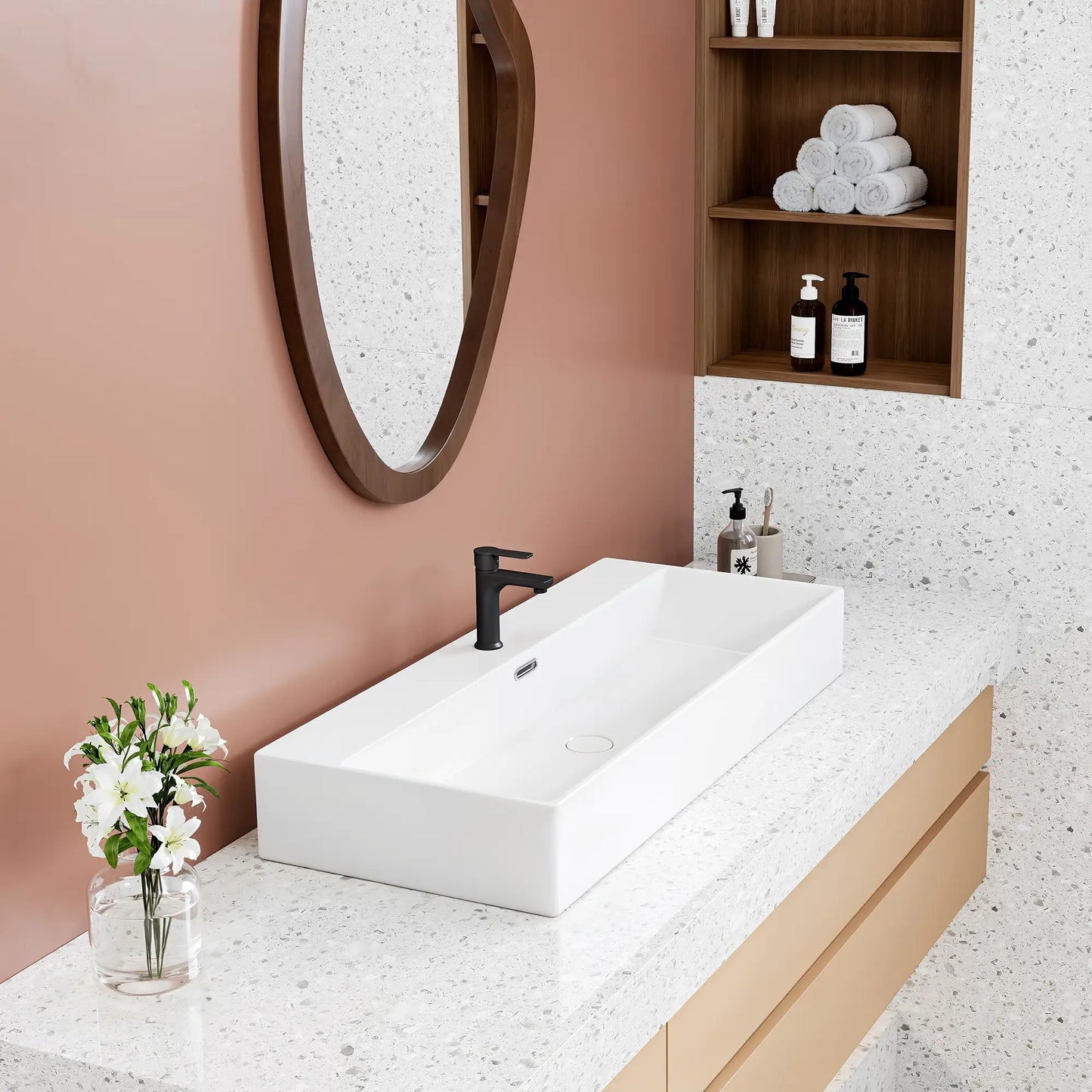 Turner 39" x 16" White Trough Wall Mount or Vessel Bathroom Sink