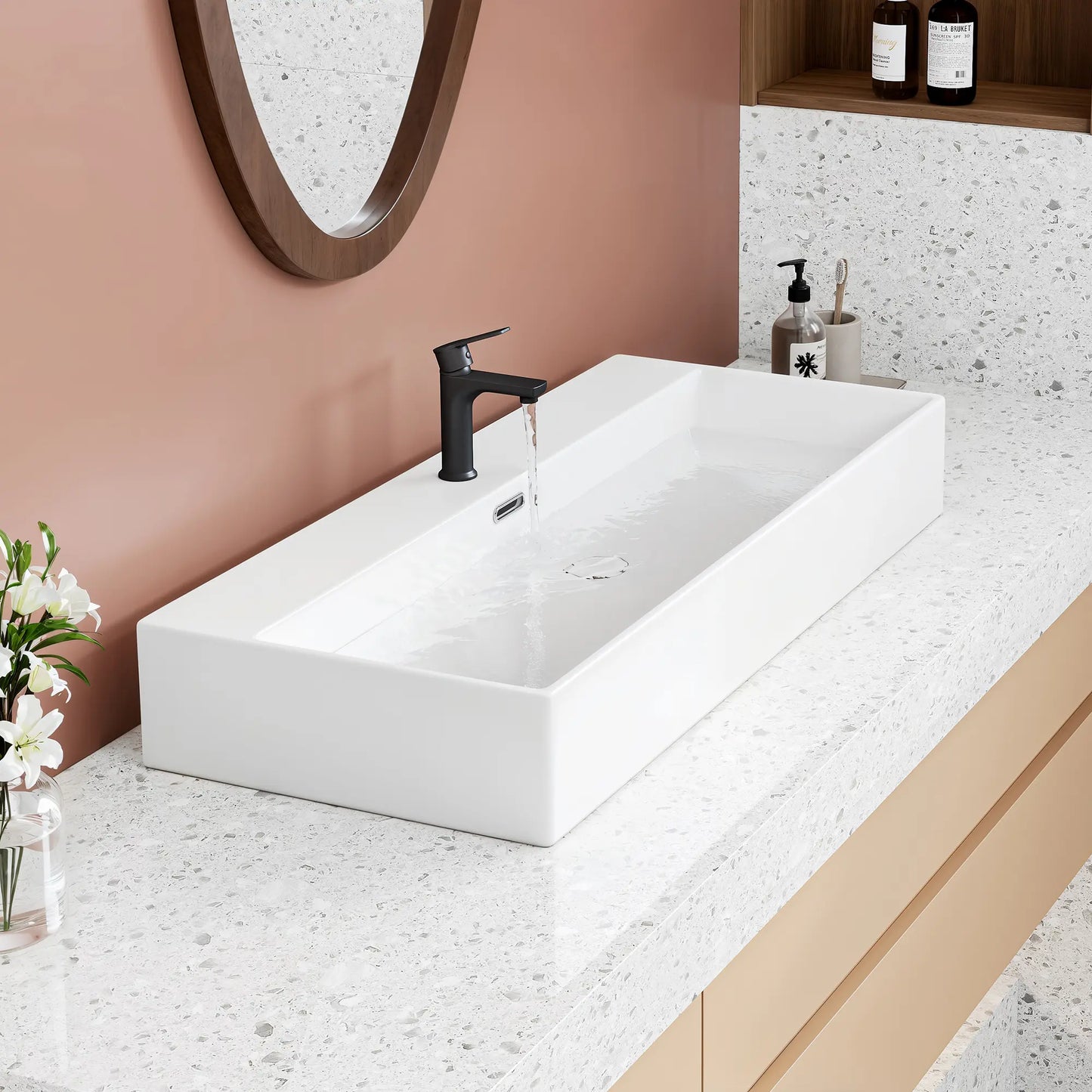 Turner 39" x 16" White Trough Wall Mount or Vessel Bathroom Sink