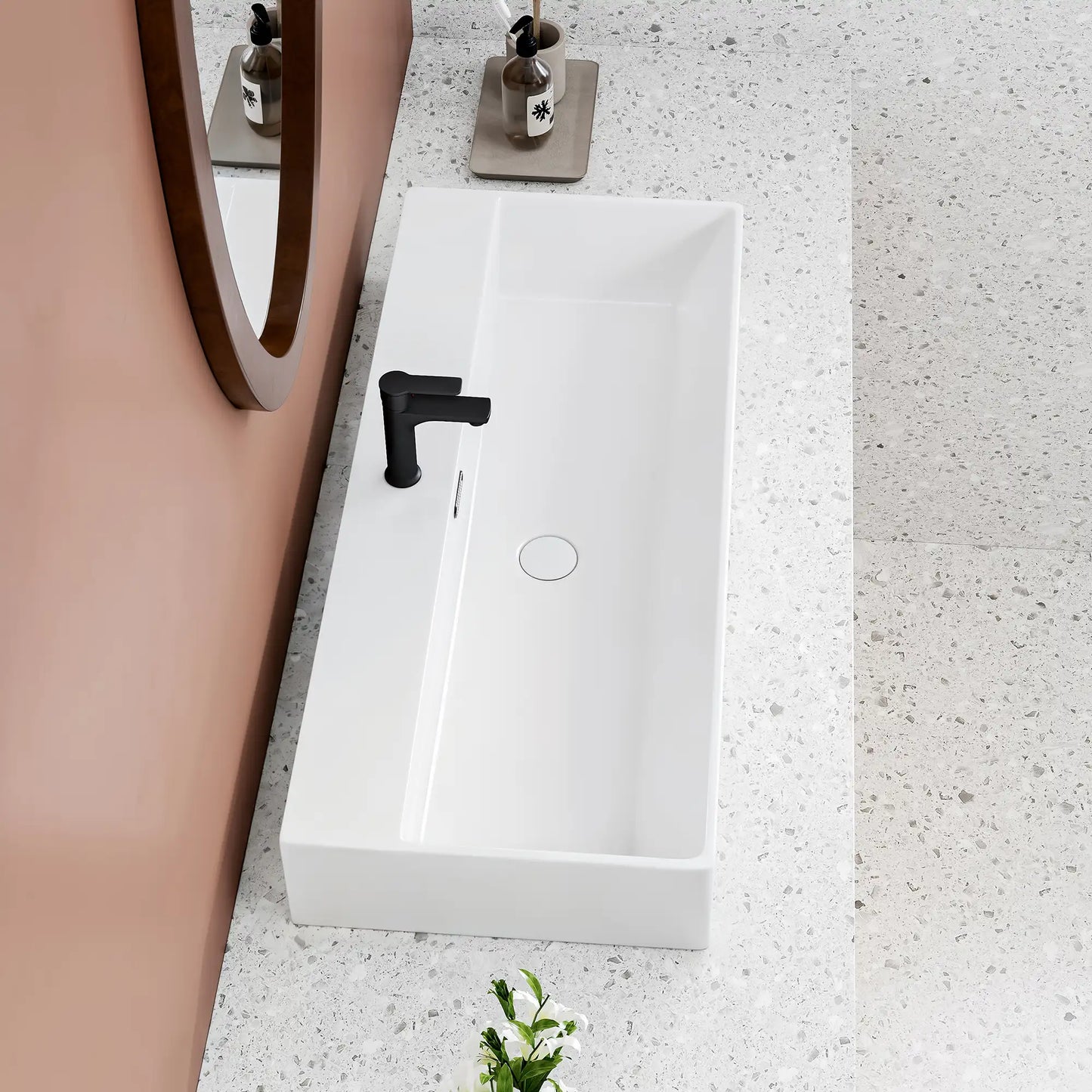 Turner 39" x 16" White Trough Wall Mount or Vessel Bathroom Sink