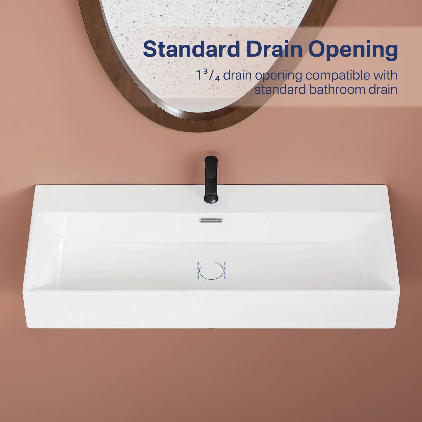 Turner 39" x 16" White Trough Wall Mount or Vessel Bathroom Sink