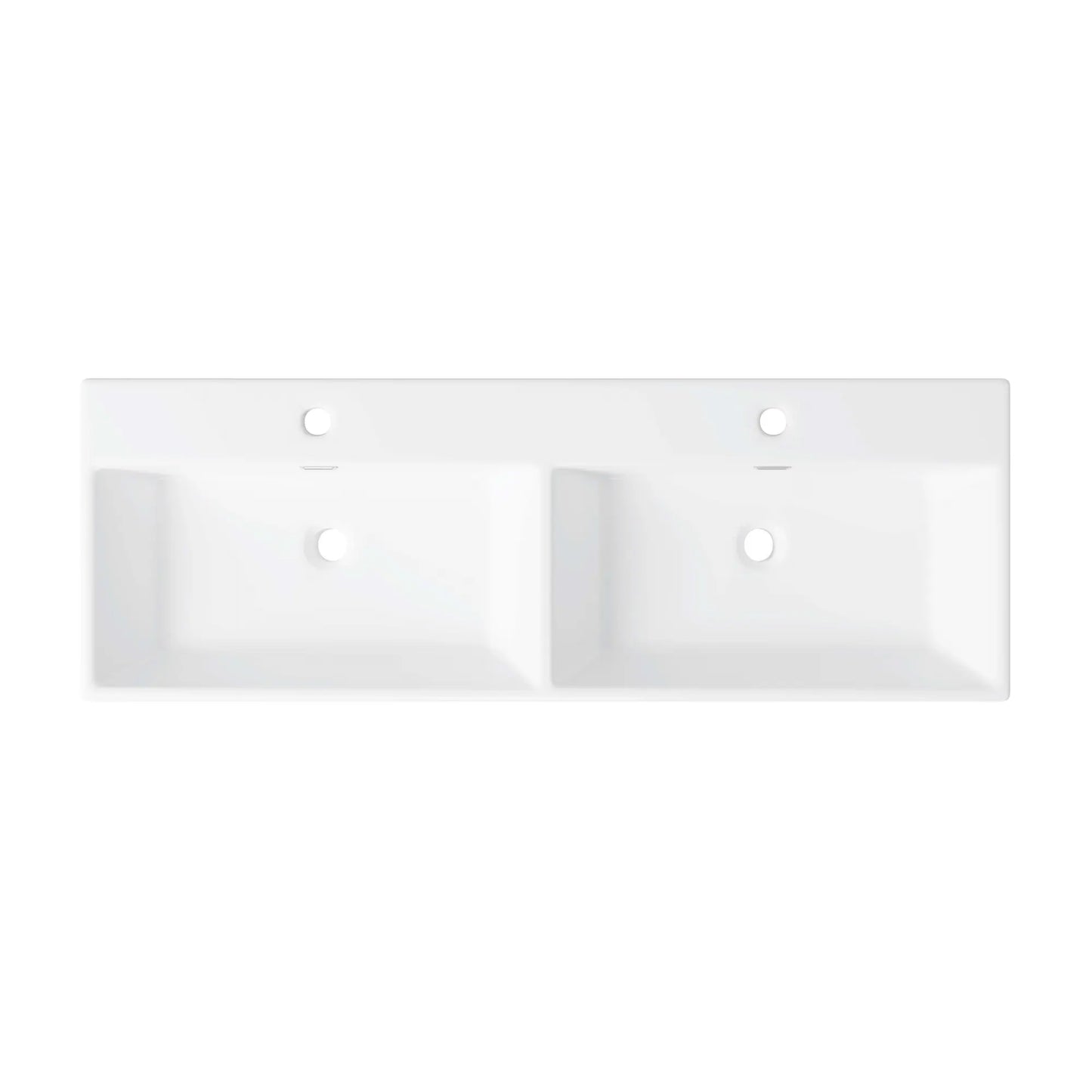 Turner 48" x 16.5" Double Basin White Ceramic Rectangular Wall Mount/Vessel Bathroom Sink For Two
