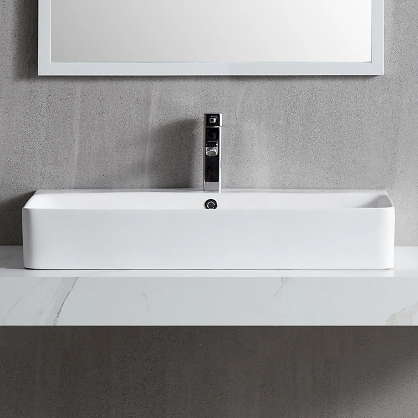 Turner 32" x 16" Vitreous China Rectangular Wall Mount/Vessel Bathroom Sink with Overflow