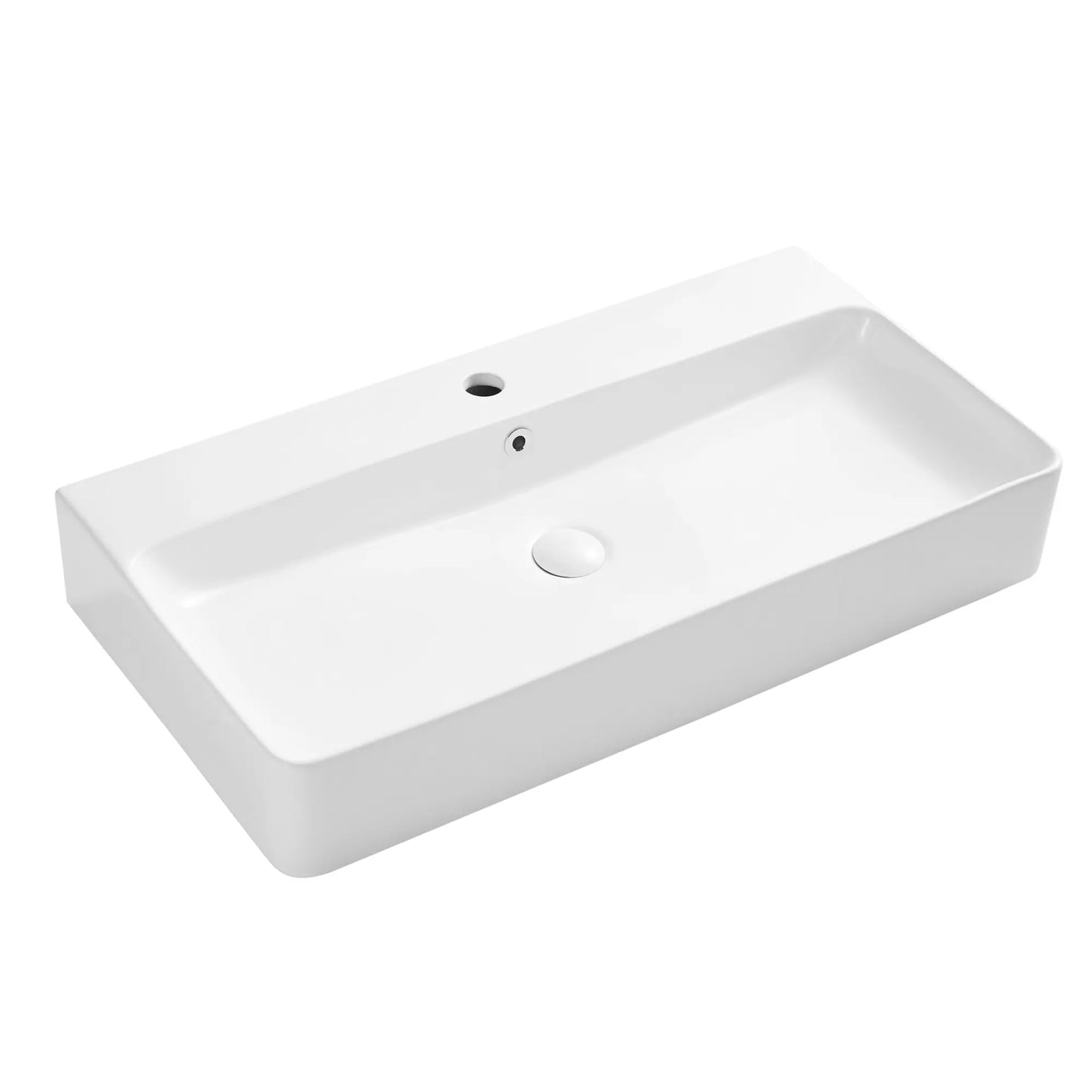 Turner 32" x 16" Vitreous China Rectangular Wall Mount/Vessel Bathroom Sink with Overflow