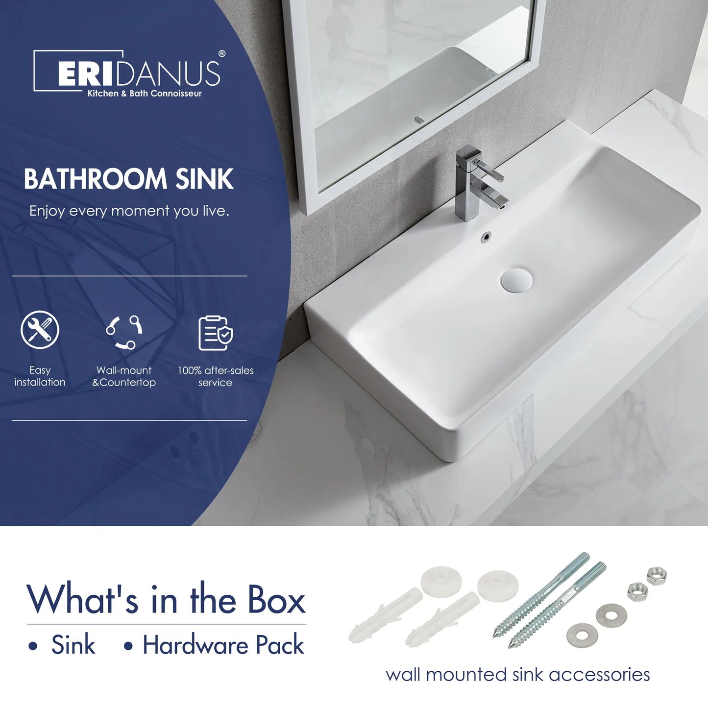 Turner 32" x 16" Vitreous China Rectangular Wall Mount/Vessel Bathroom Sink with Overflow
