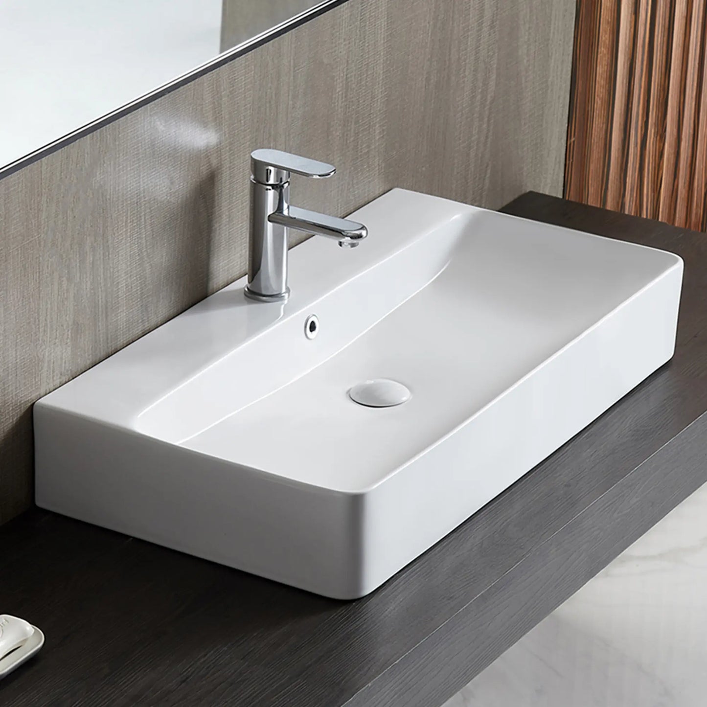 Turner 32" x 16" Vitreous China Rectangular Wall Mount/Vessel Bathroom Sink with Overflow