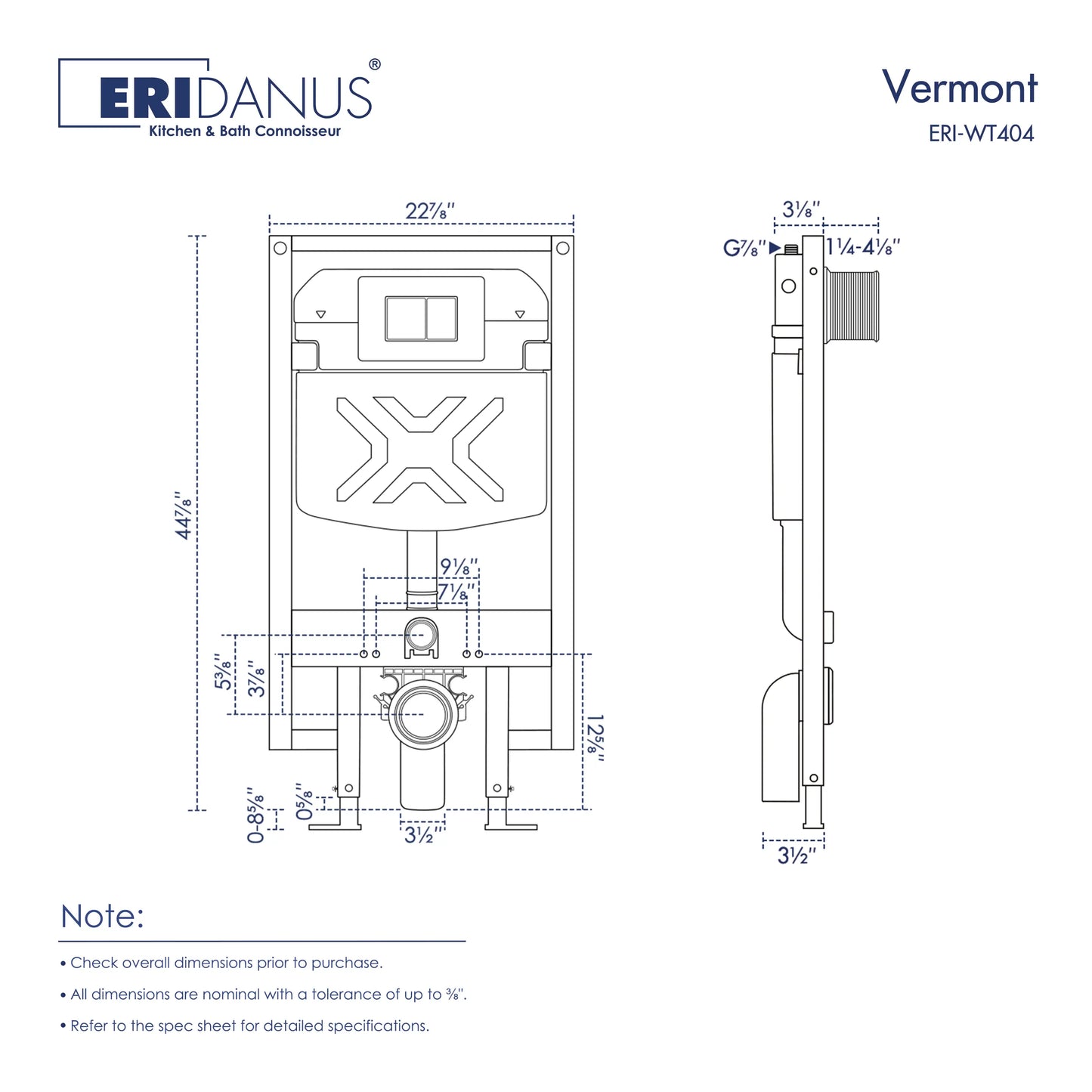 Capri Wall-Hung Rimless Elongated Toilet with In-Wall Tank, Dual Flush 0.8/1.6 GPF