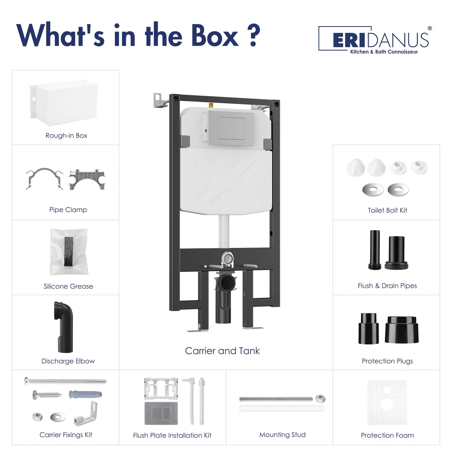 Capri Wall-Hung Rimless Elongated Toilet with In-Wall Tank, Dual Flush 0.8/1.6 GPF