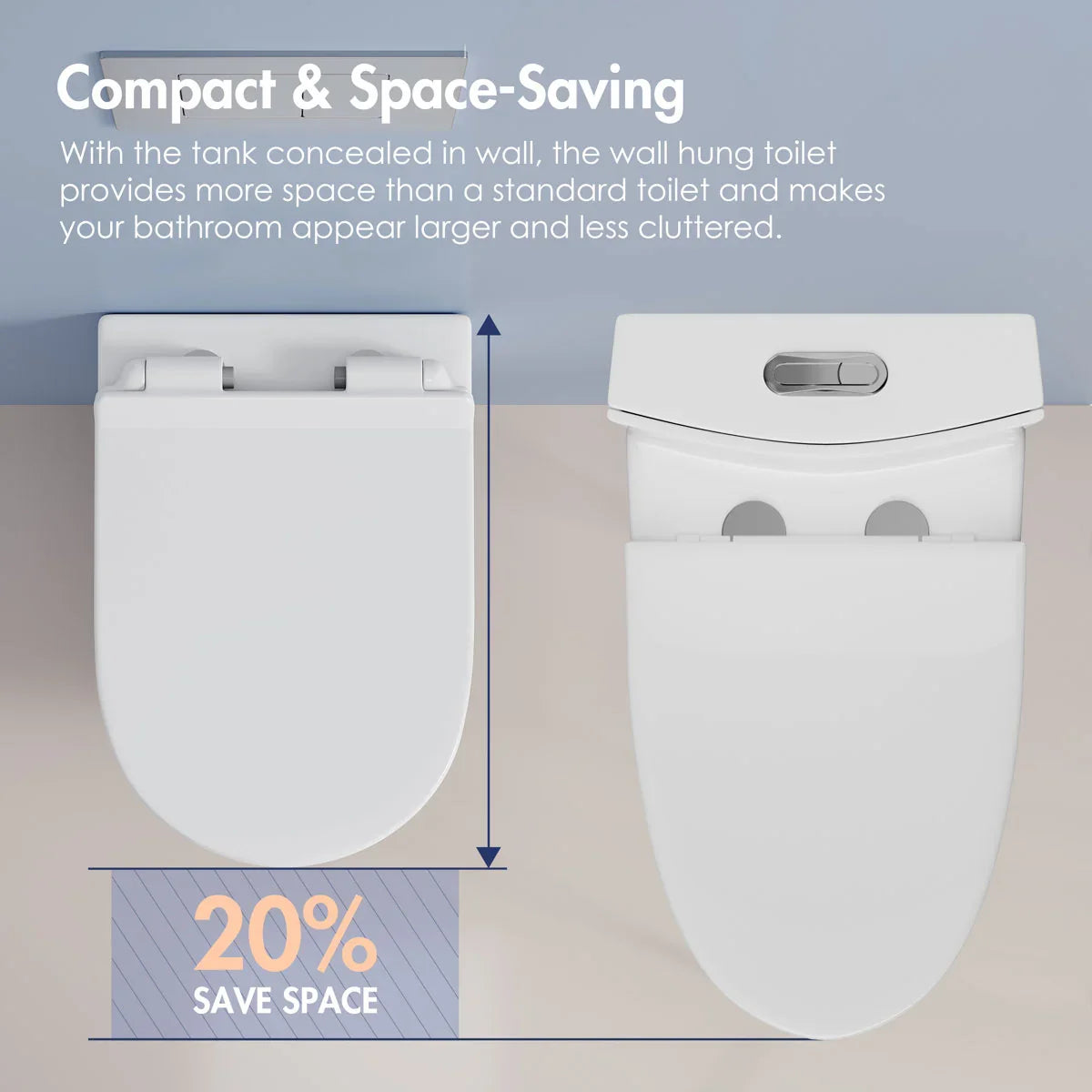 Capri Wall-Hung Rimless Elongated Toilet with In-Wall Tank, Dual Flush 0.8/1.6 GPF