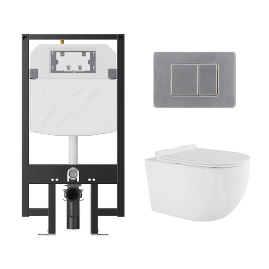 Capri Wall-Hung Rimless Elongated Toilet with In-Wall Tank, Dual Flush 0.8/1.6 GPF