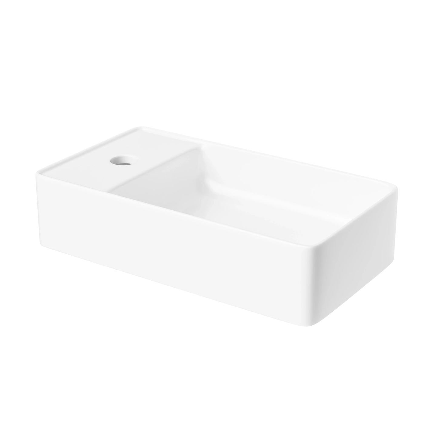 Turner 18" x 10" White Ceramic Rectangular Wall Mount & Vessel Bathroom Sink