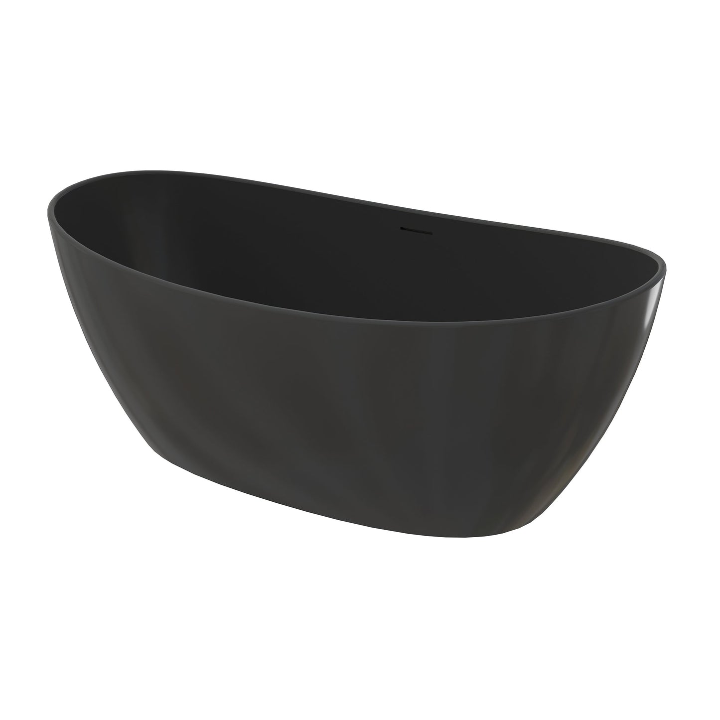 Giselle 65" x 34" Freestanding Solid Surface Soaking Bathtub with Drain and Integrated Overflow
