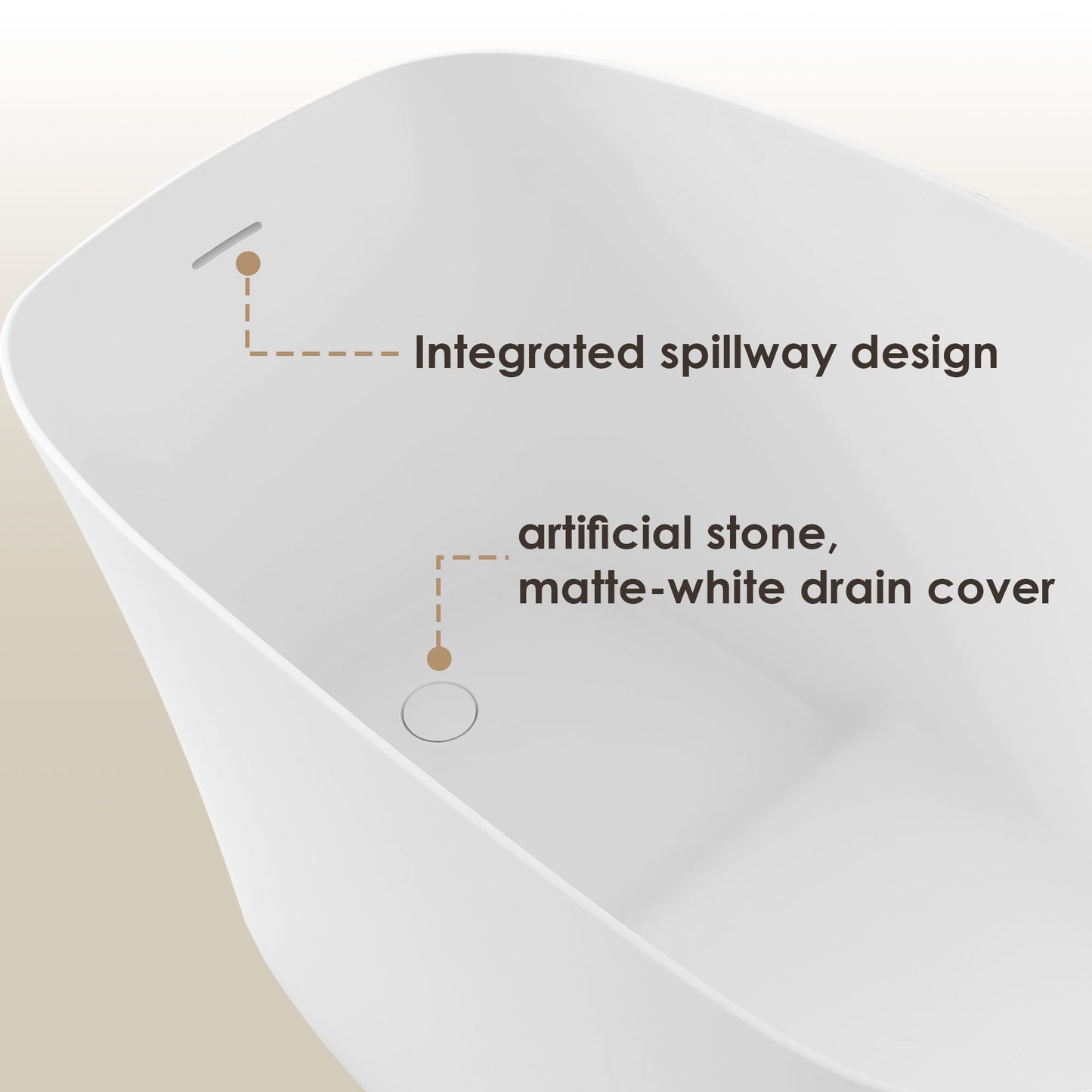 Pierre 51" x 29" Freestanding Solid Surface Japanese Soaking Bathtub in Matte White with Seat