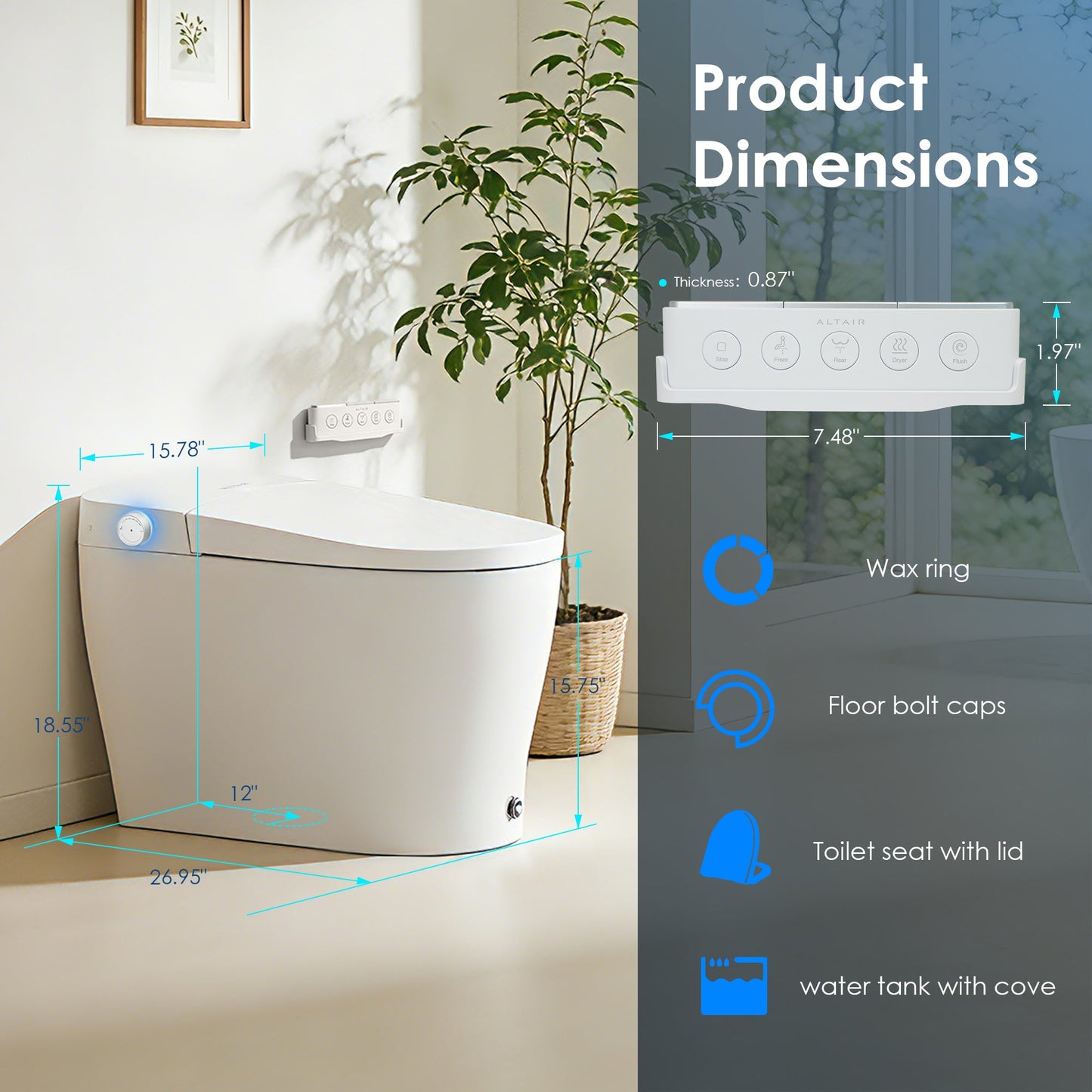 Natalie Smart Toilet with Tank Flush Bidet Wash