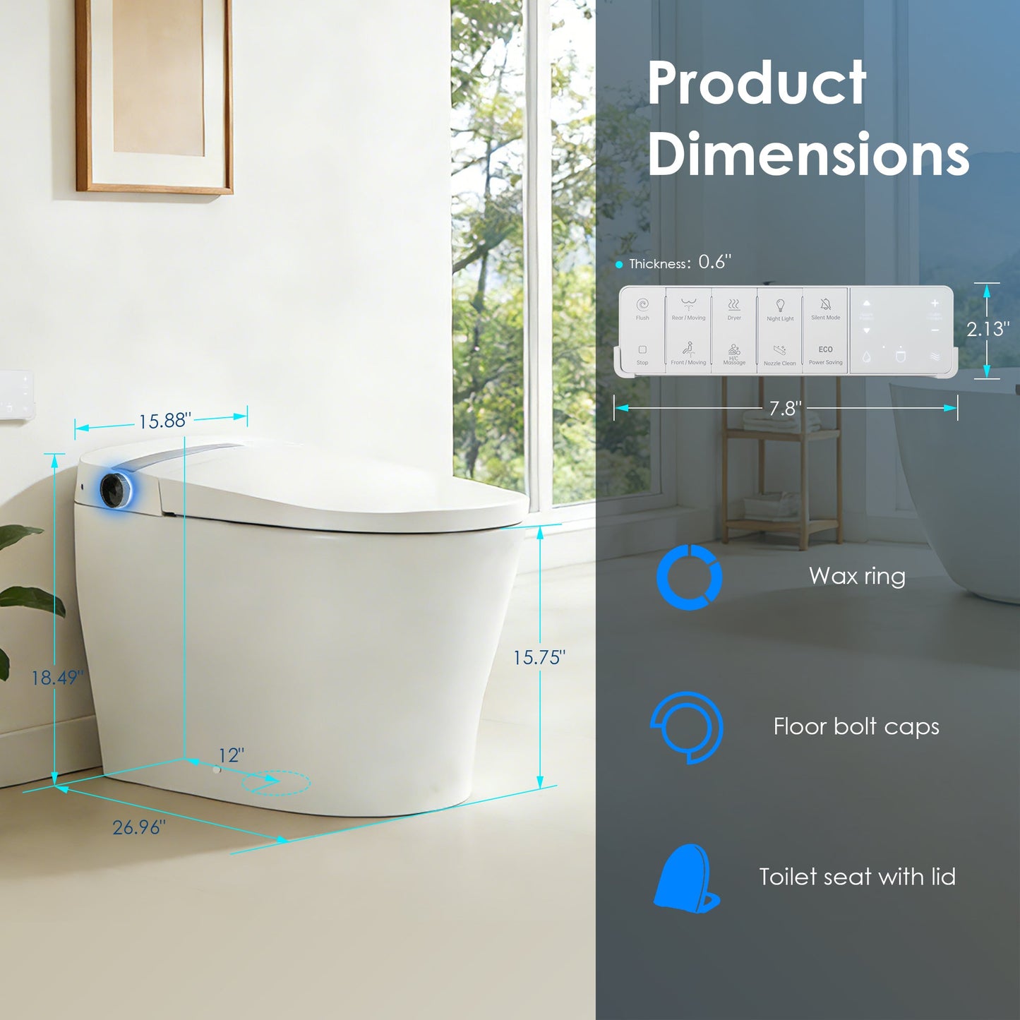 Marcel Smart Toilet with Tankless Flush & Bidet Wash