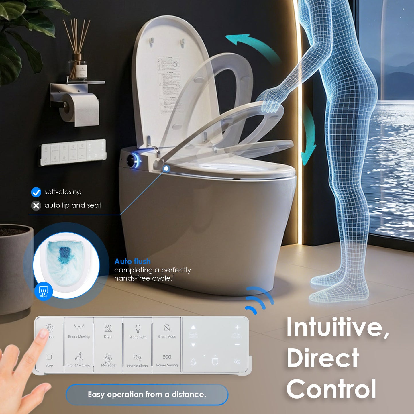 Marcel Smart Toilet with Tankless Flush & Bidet Wash