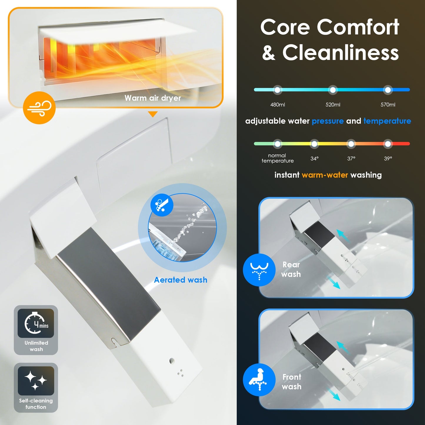 Marcel Smart Toilet with Tankless Flush & Bidet Wash