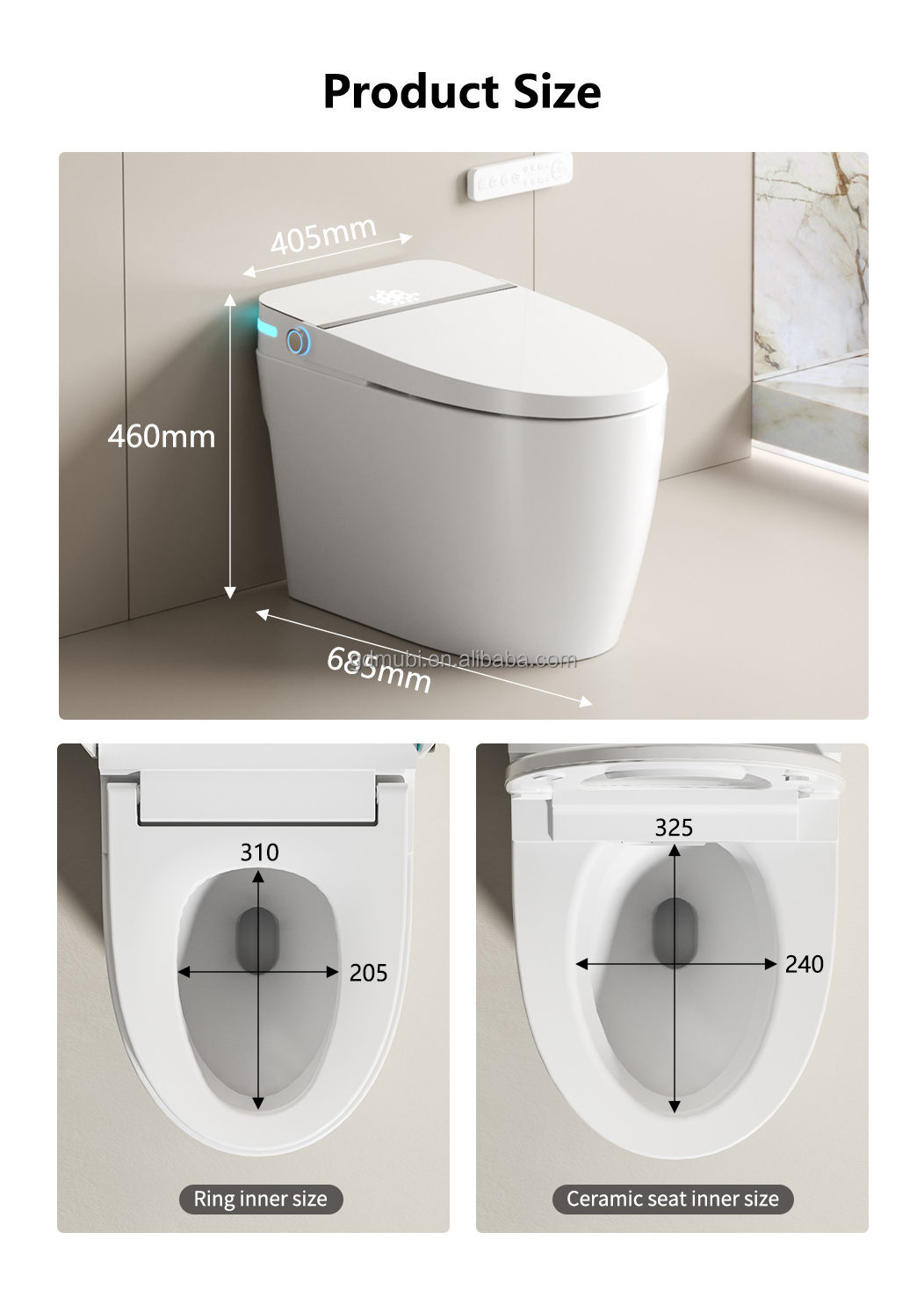 Intelligent Smart Toilet - Touchless Automatic Flush, Built-In Heated Bidet, & Sanitary for Modern Bathrooms