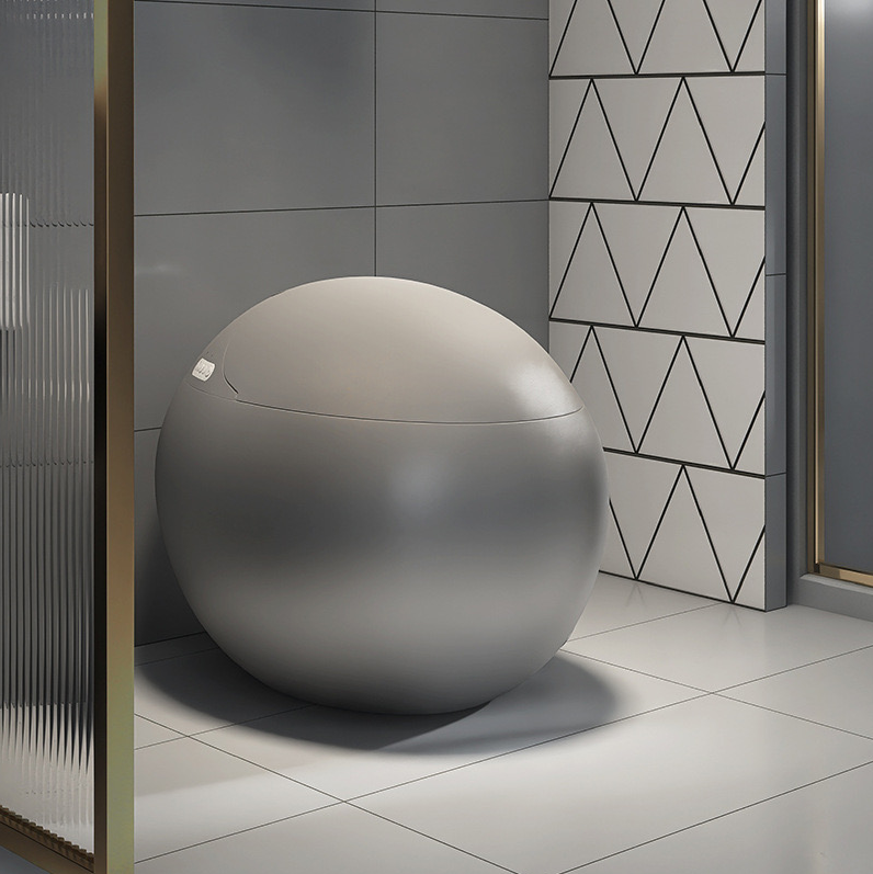 Minimalist Ceramic Egg Smart Toilet in Matte Grey – Advanced Intelligent Bidet System