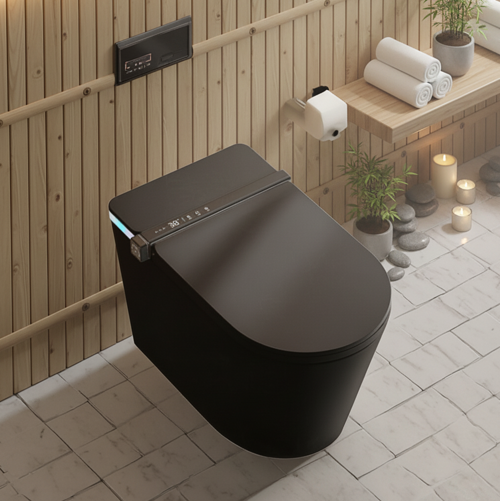 Black | Floor Mounted Intelligent Toilet | Tankless Smart Toilet