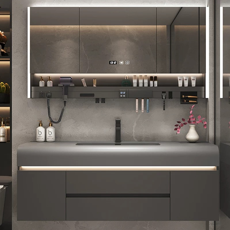 Modern Luxury Villa Bathroom Set With Cabinets & Smart Mirror